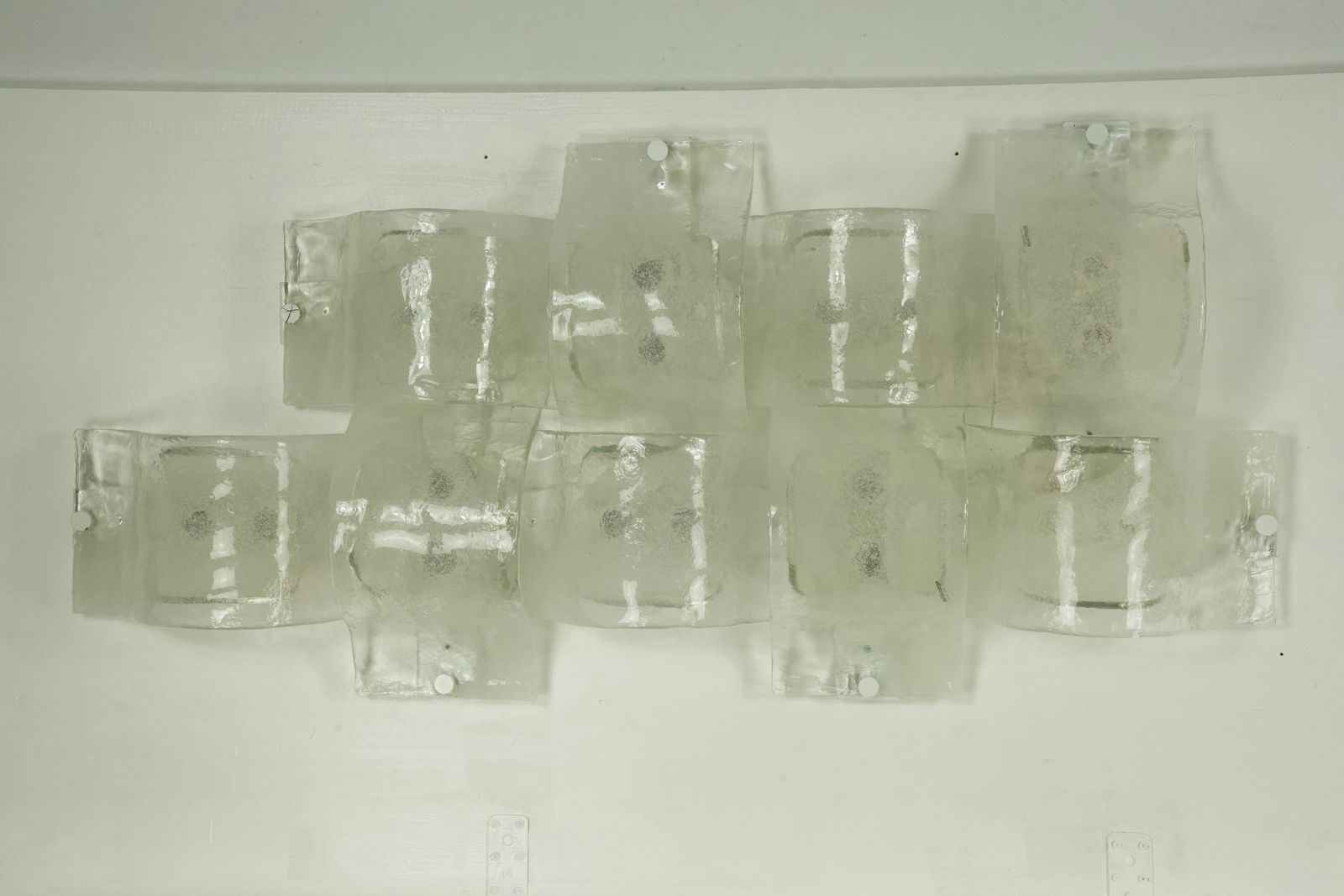Lighting Rare Postmodern Panel Of 9 Sconces In Pulegoso Murano Glass, Mazzega 1970s photo