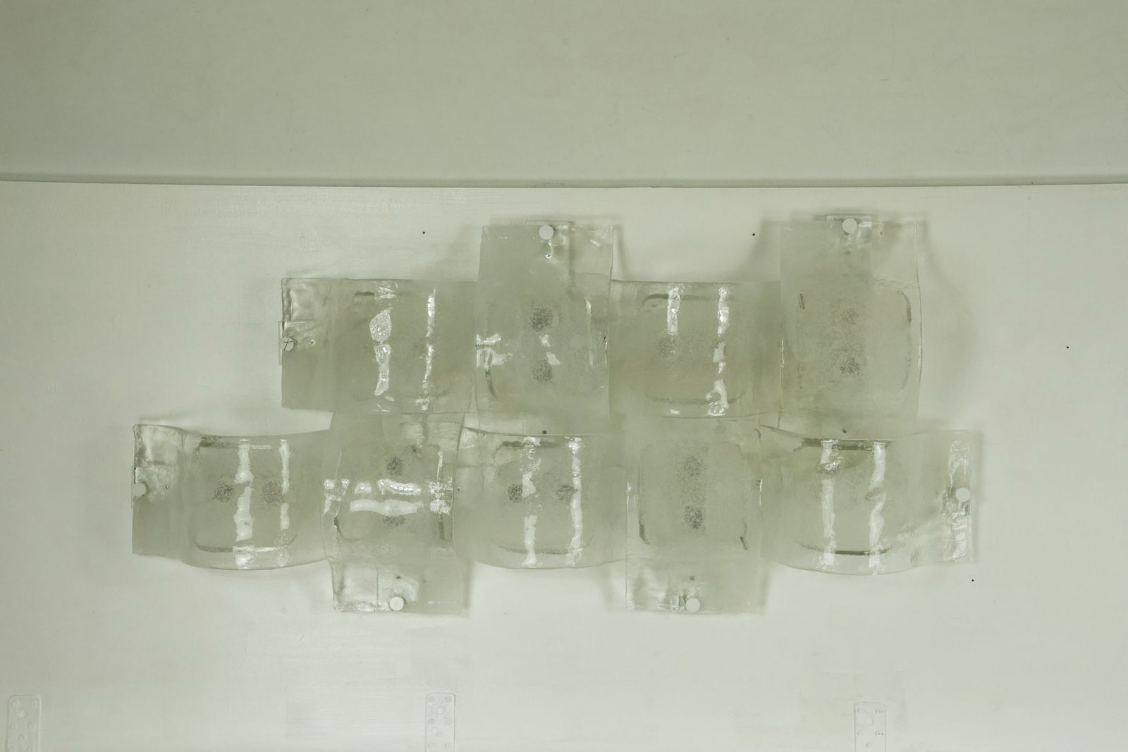 photo buy Rare Postmodern Panel Of 9 Sconces In Pulegoso Murano Glass, Mazzega 1970s