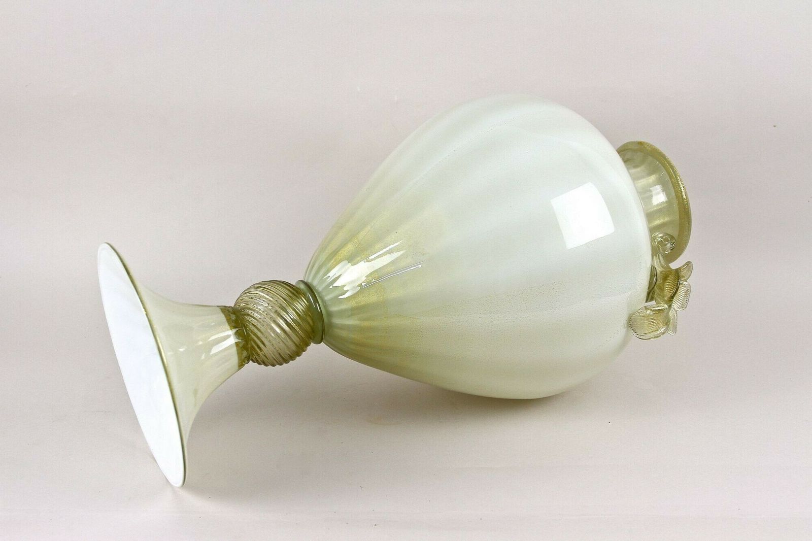 photo buy Large Murano Glass Amphora Vase By Gabbiani Venezia, Gold Infused, Italy 2000