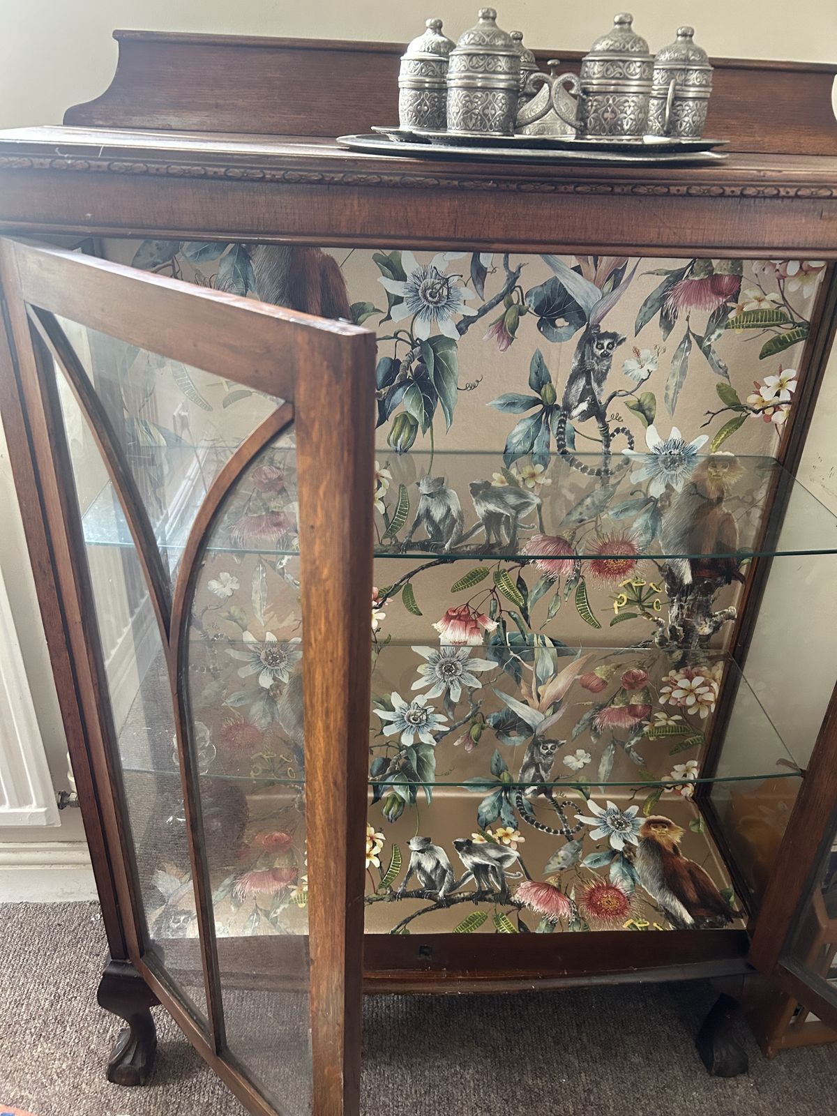 Antique Glass Cabinet With Claw Feet photo furniture
