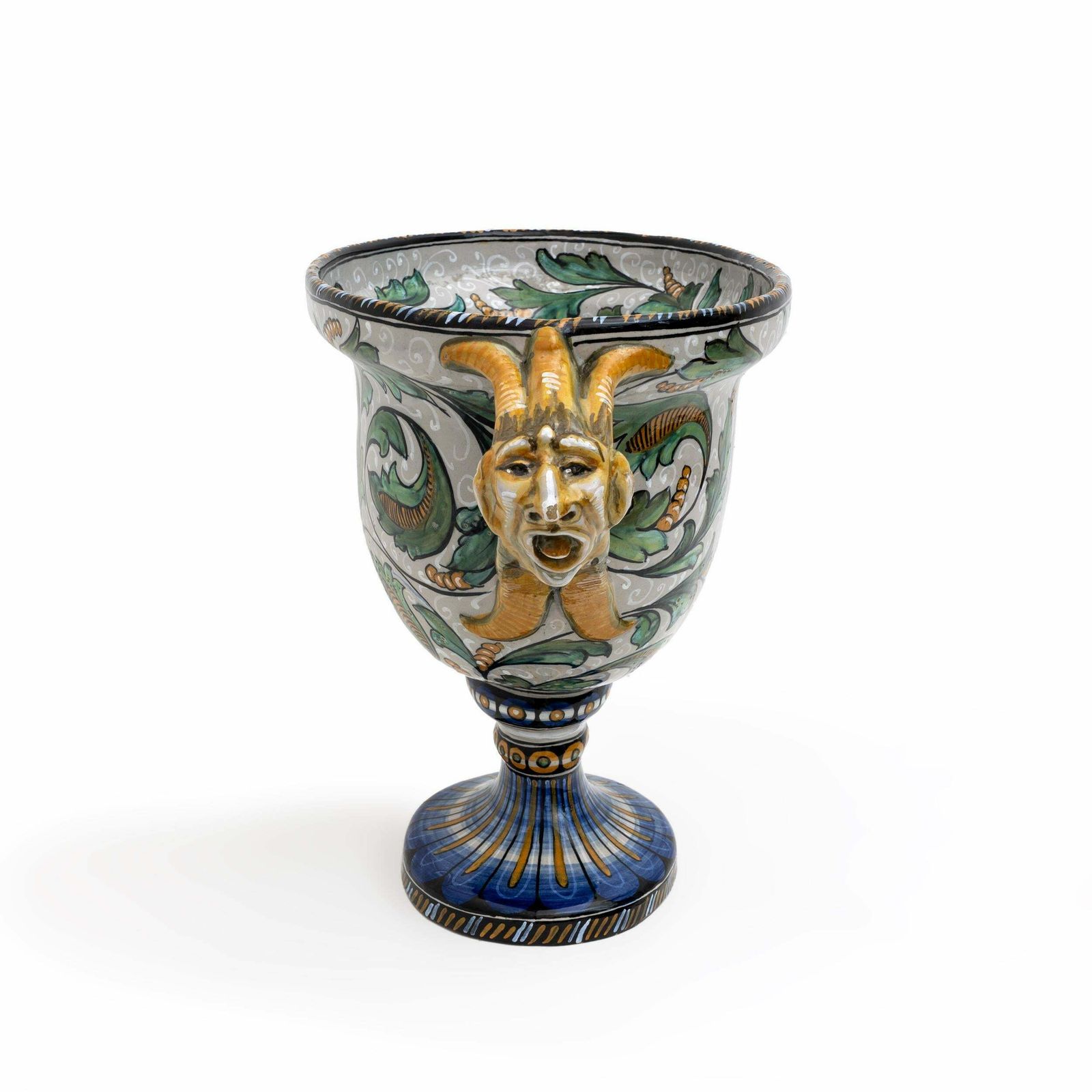 Manufactory "Maiolica Artistica Pesarese "Map" Two Handled Vase 1920s Italy. photo for sale