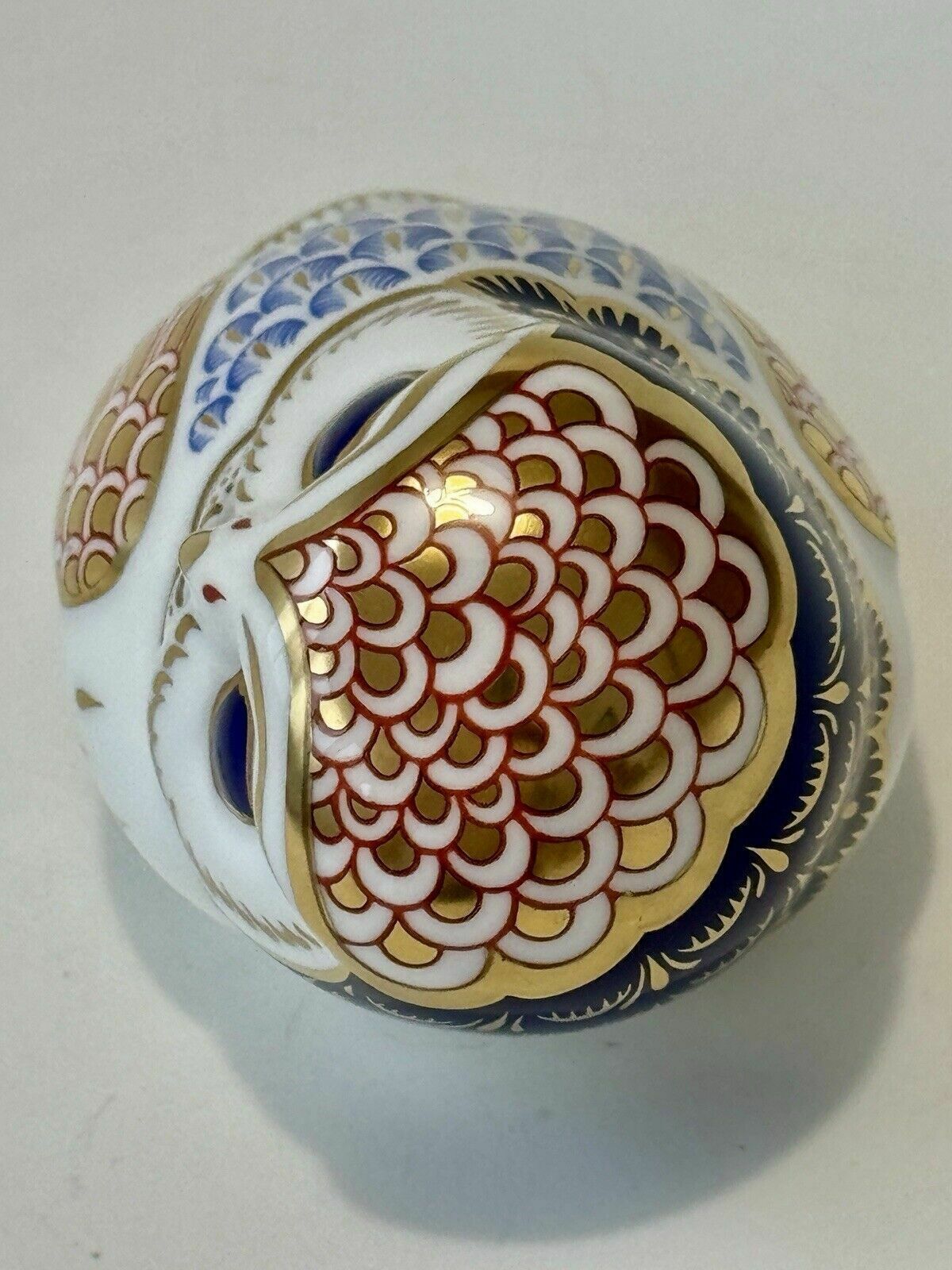 Royal Crown Derby Imari Owl Paperweight With Silver Stopper 1989 photo vintage