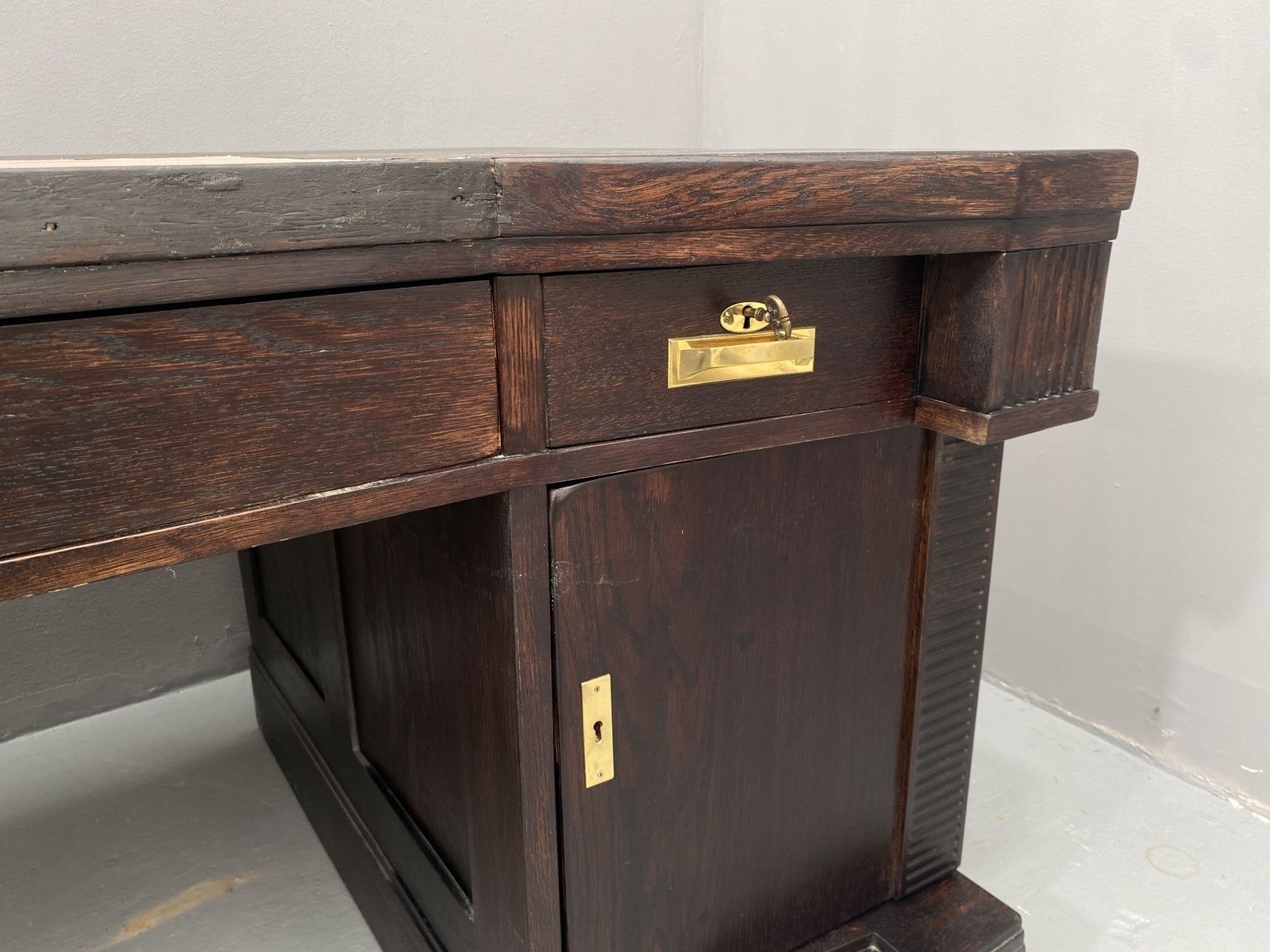 Furniture Early 20th Century Viennese Secession Oak Writing Desk photo