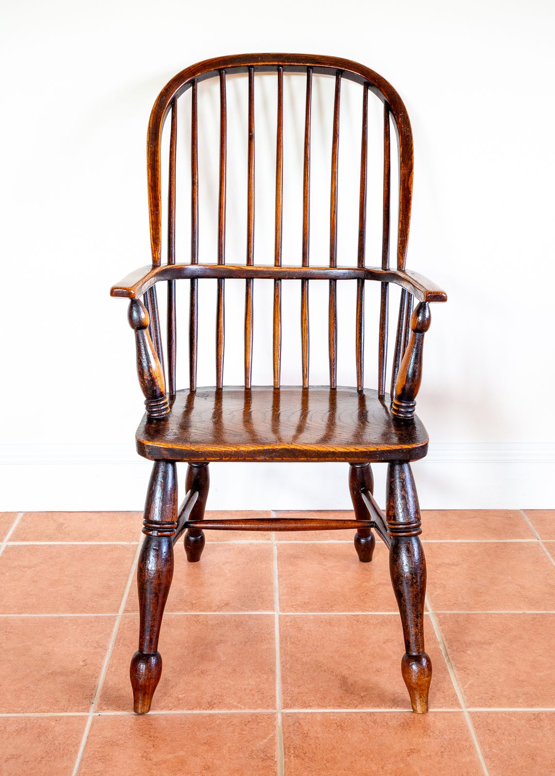 photo vinterior Antique Windsor Chair 1840 Large High Back Hoop Back Stick Back Windsor Armchair Country House Early V.Ictorian 19th Centu Farmhouse R.Ustic Craftsman