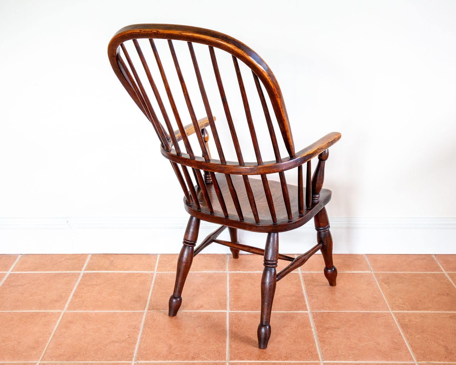Antique Windsor Chair 1840 Large High Back Hoop Back Stick Back Windsor Armchair Country House Early V.Ictorian 19th Centu Farmhouse R.Ustic Craftsman photo Furniture