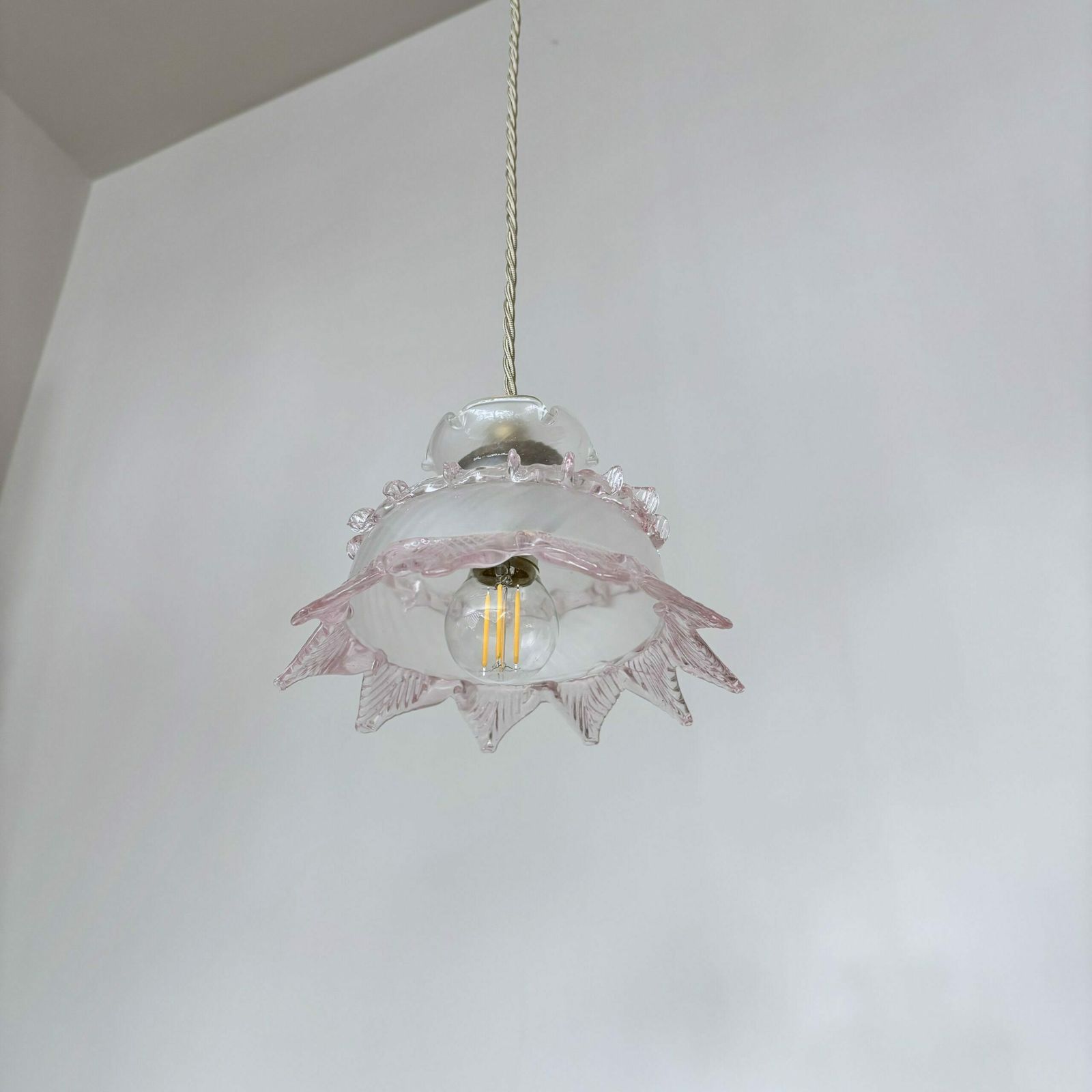 Pair Of Pink Detail Murano Glass Shades photo Lighting