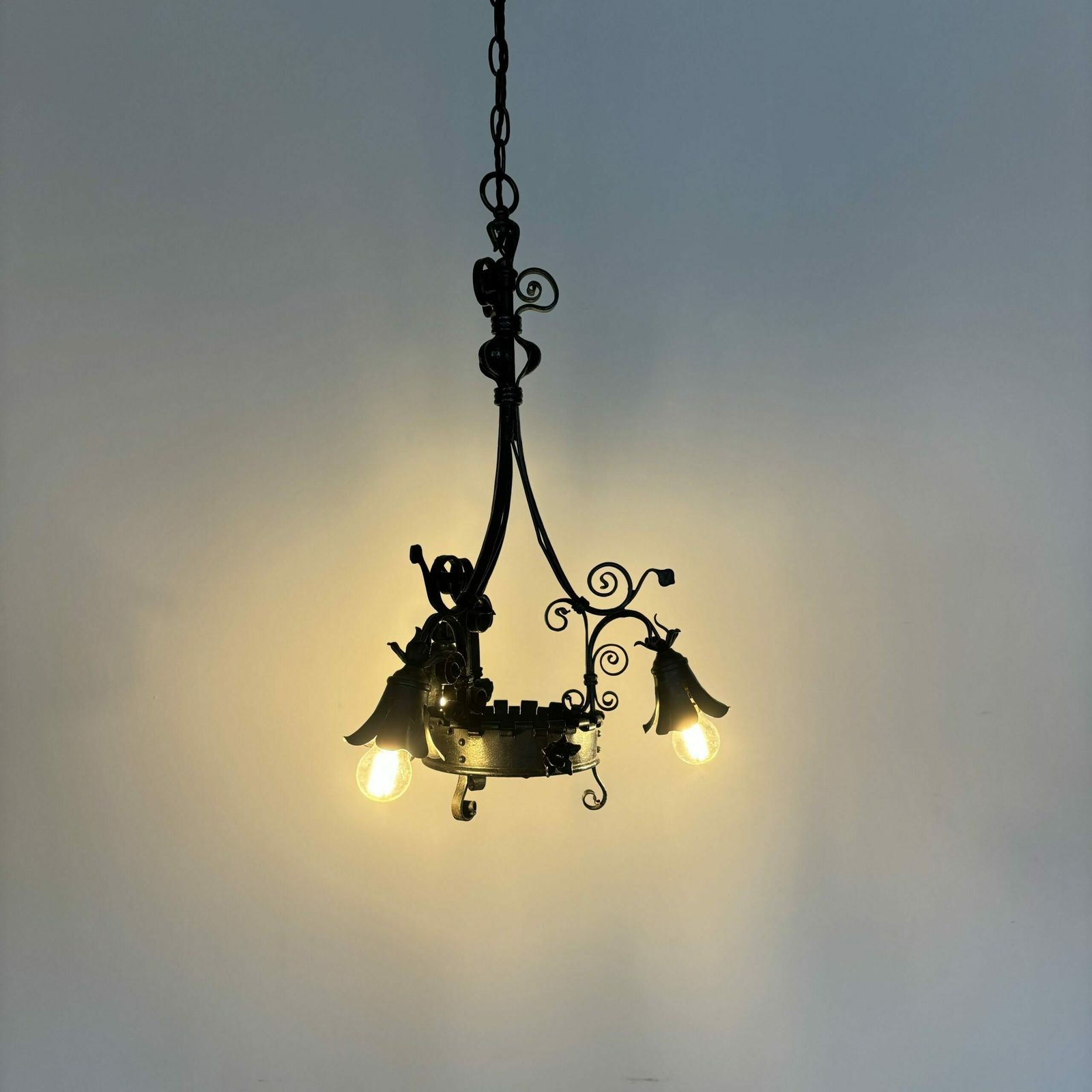 photo furniture Ornate French Black Wrought Iron Chandelier