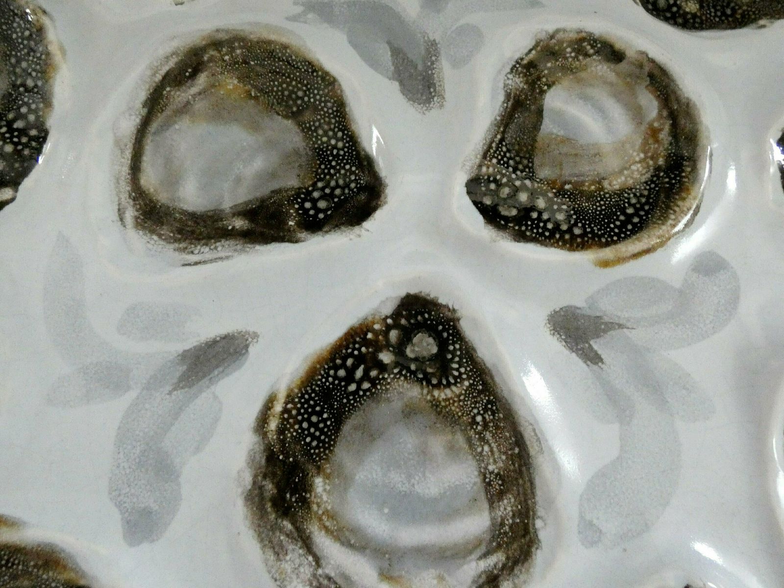 photo furniture Vintage Large St Amand Oyster Platter White Gray Brown Majolica Mid Century French Pottery Ceramic Oyster Plate