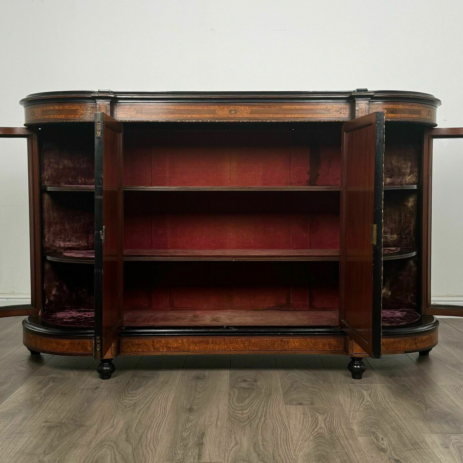 Antique 19th Century Finest Quality Inlaid Credenza Burr Walnut photo furniture