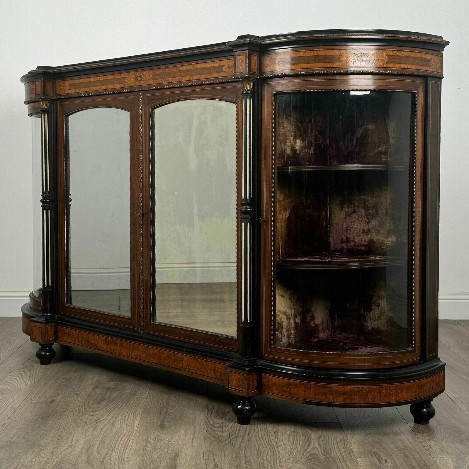 Antique 19th Century Finest Quality Inlaid Credenza Burr Walnut photo for sale