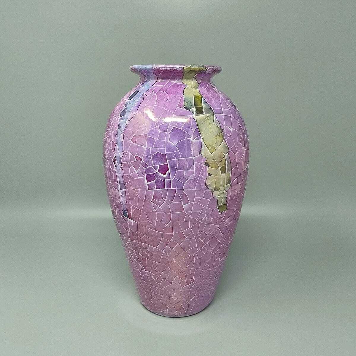 1990s Astonishing Giuseppe Locci Polycrome Craquelé Vase In Sardinian Ceramic. Made In Italy photo furniture