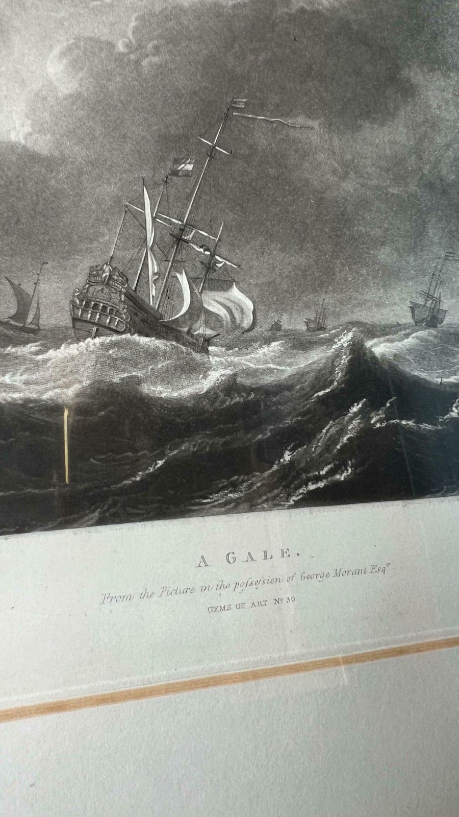 A Gale 1825 Nautical Engraving By Thomas Lupton After Willem Van De Velde Painting photo 99.0