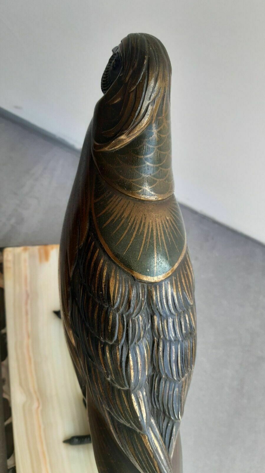 Fine Antique Art Deco Spelter Polychrome Lustrous Pheasant Figure Marble Base photo buy