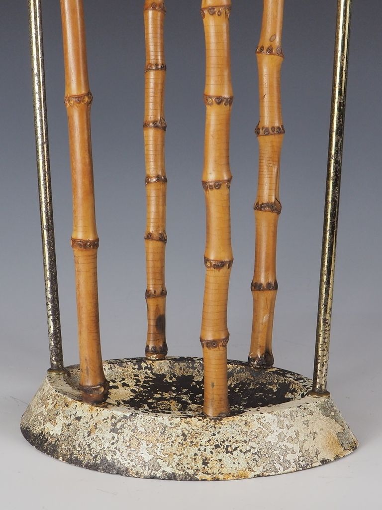 Antique British Artis Bamboo & Cast Iron Umbrella Stickstand photo buy