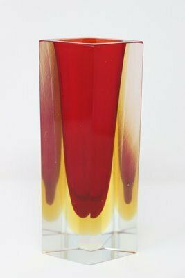 Murano Art Glass Red And Yellow Vase By Flavio Poli For A. Mandruzzato, 1970s photo buy