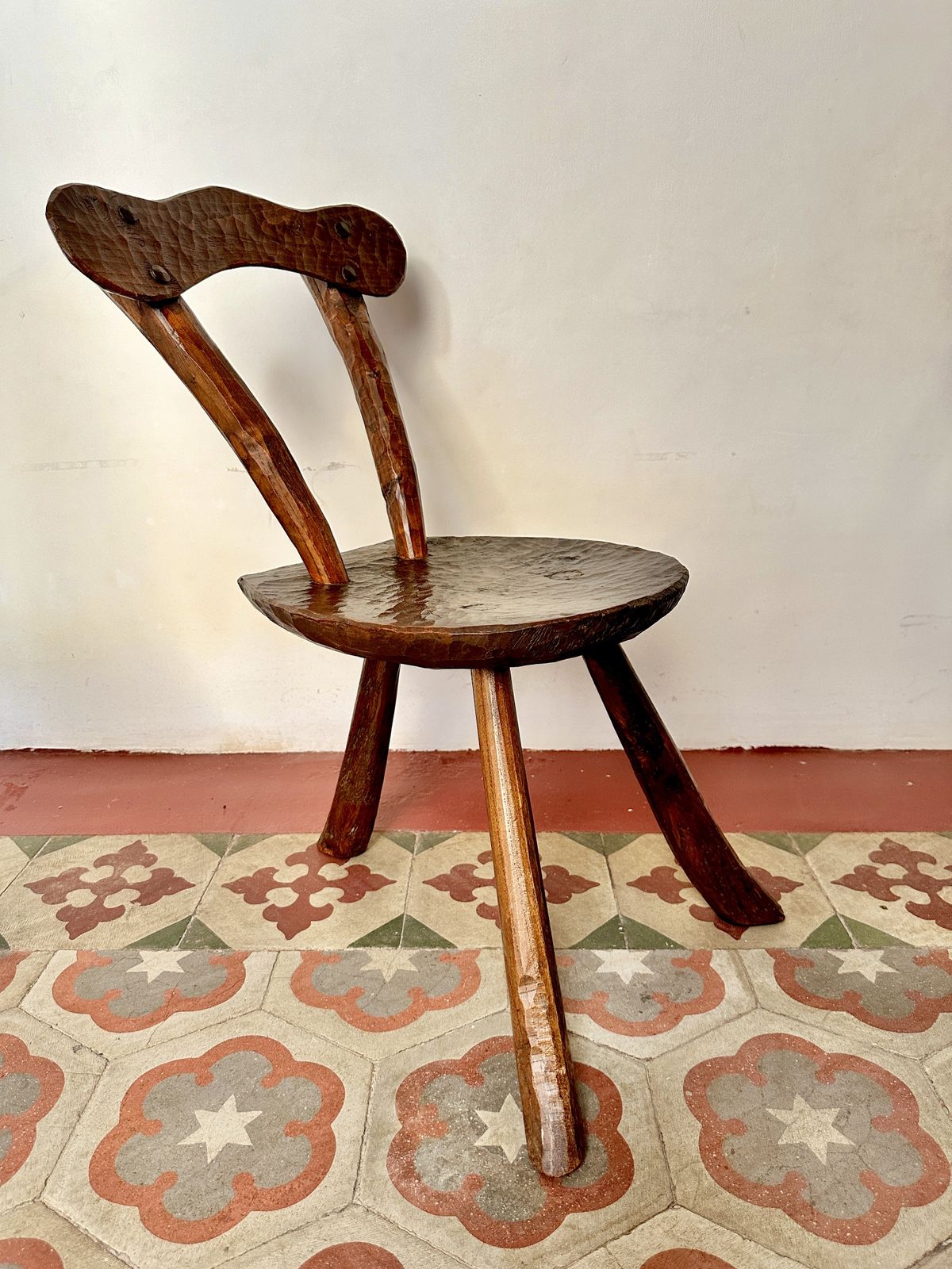 Pair Of 1950s French Primitive Brutalist Milking Stools photo vinterior