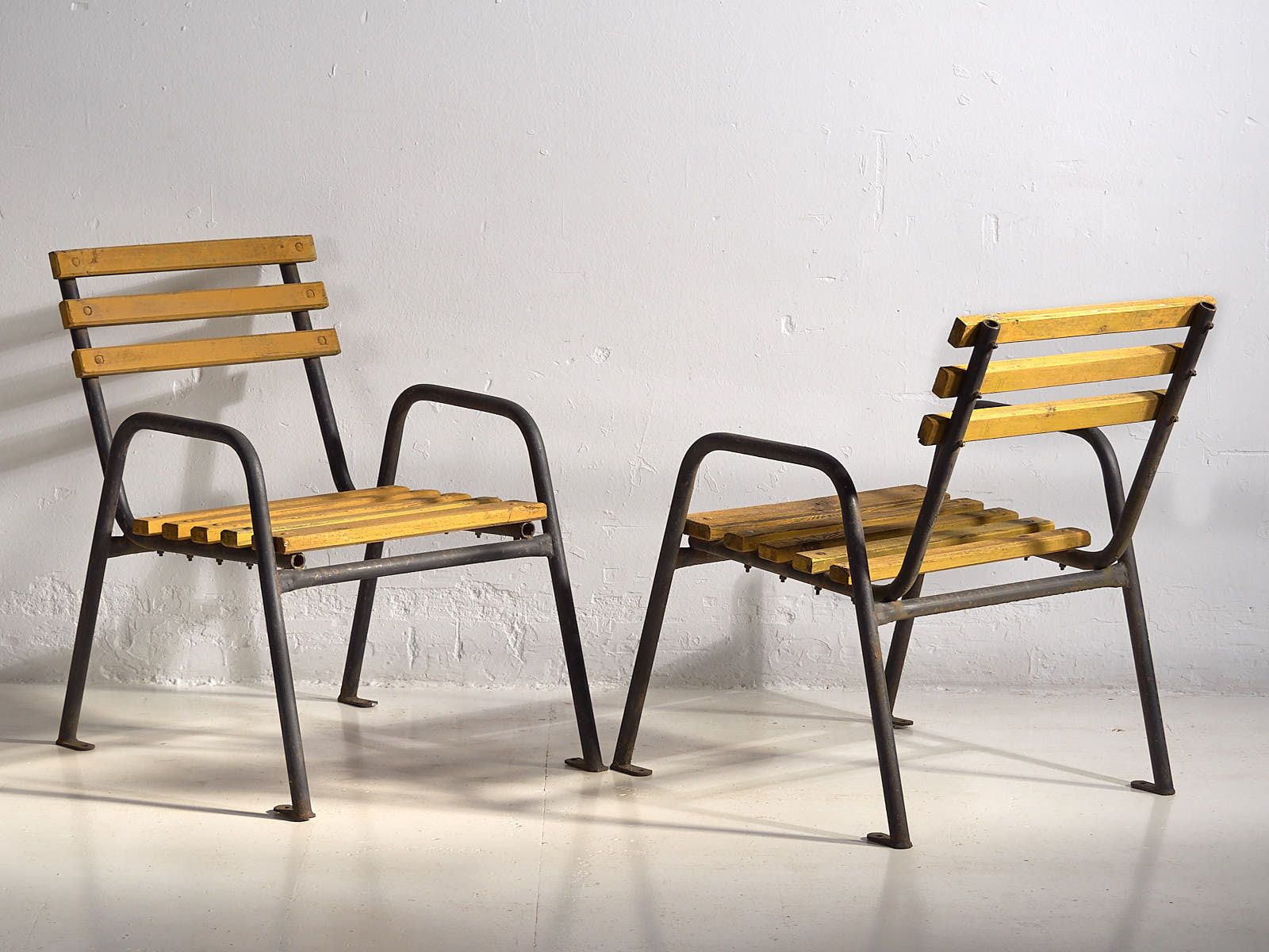 Yellow Antique Iron Garden Chairs (C.1920).Set Of 4 Pieces #39 photo 890.0
