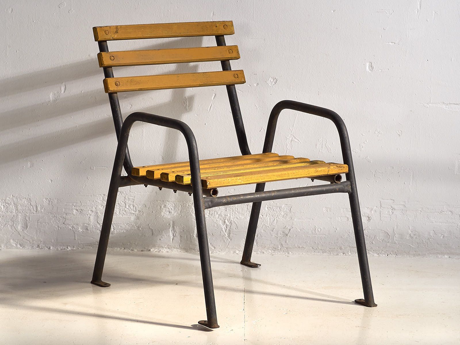 Yellow Antique Iron Garden Chairs (C.1920).Set Of 4 Pieces #39 photo buy