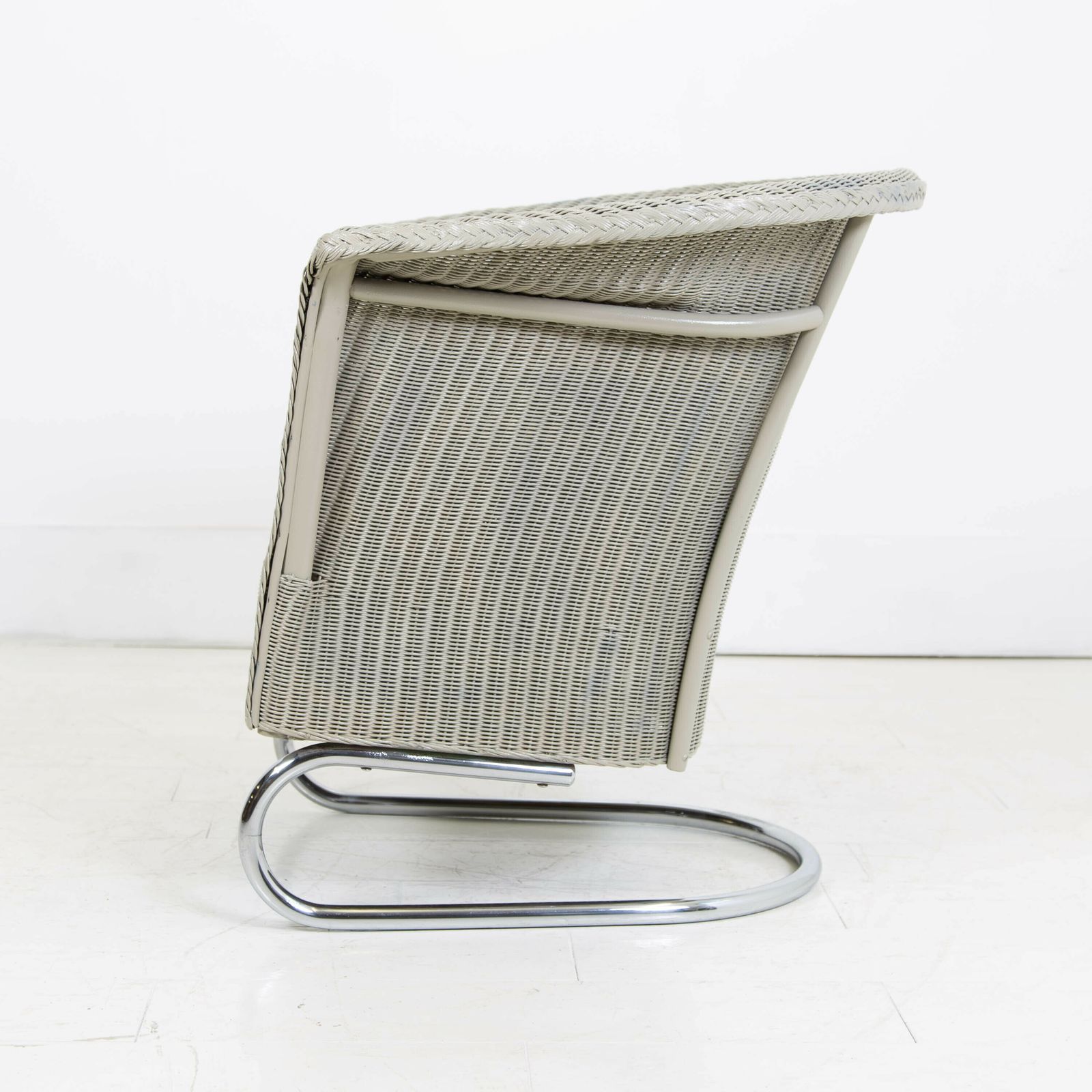 photo for sale Rare Art Deco Lloyd Loom Chrome Cantilever Based Chair Dated 1937