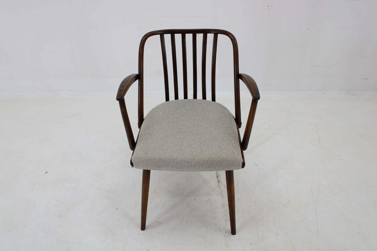 photo for sale 1960s Antonin Suman Set Of Six Beech Dining Chairs, Restored