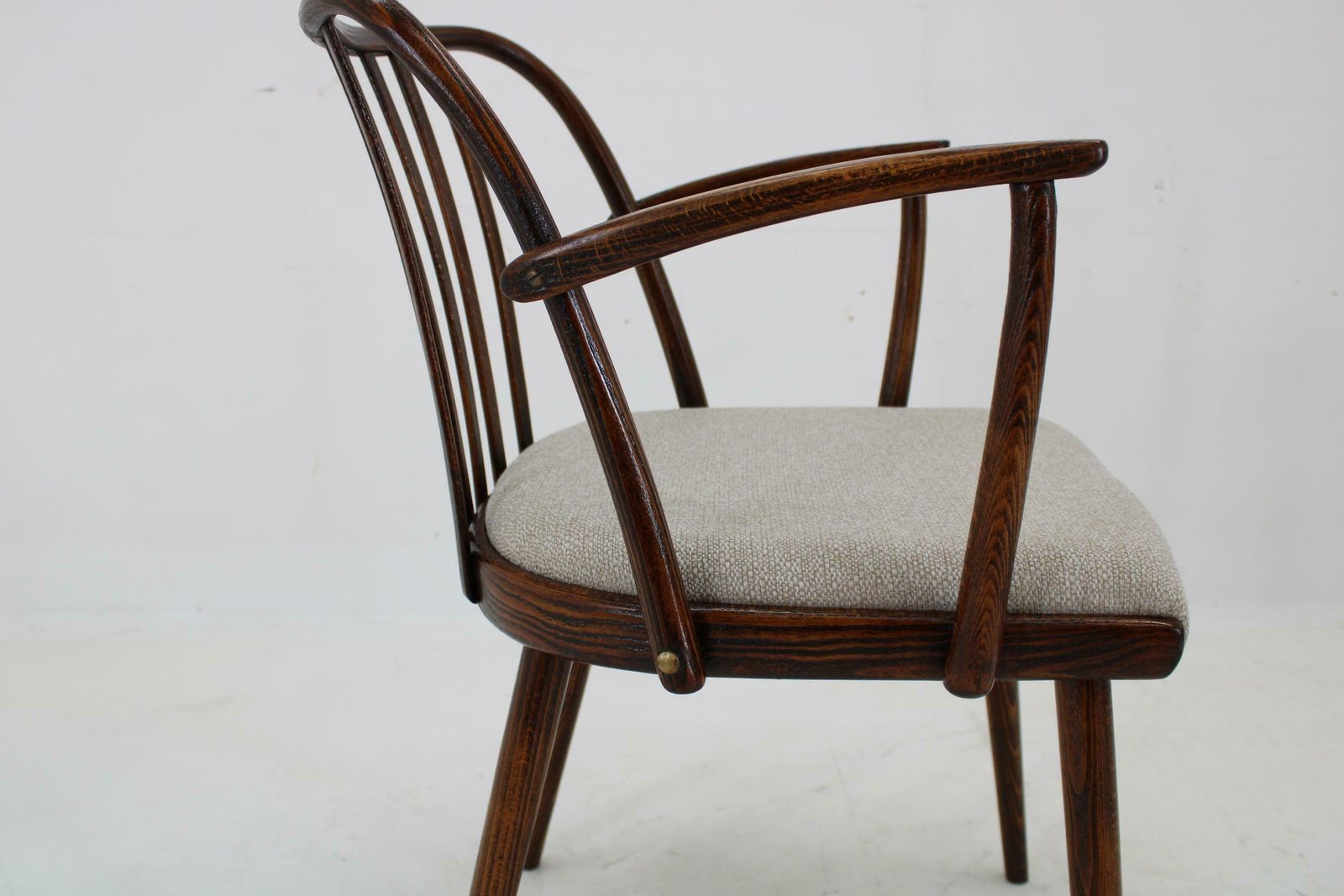 Furniture 1960s Antonin Suman Set Of Six Beech Dining Chairs, Restored photo