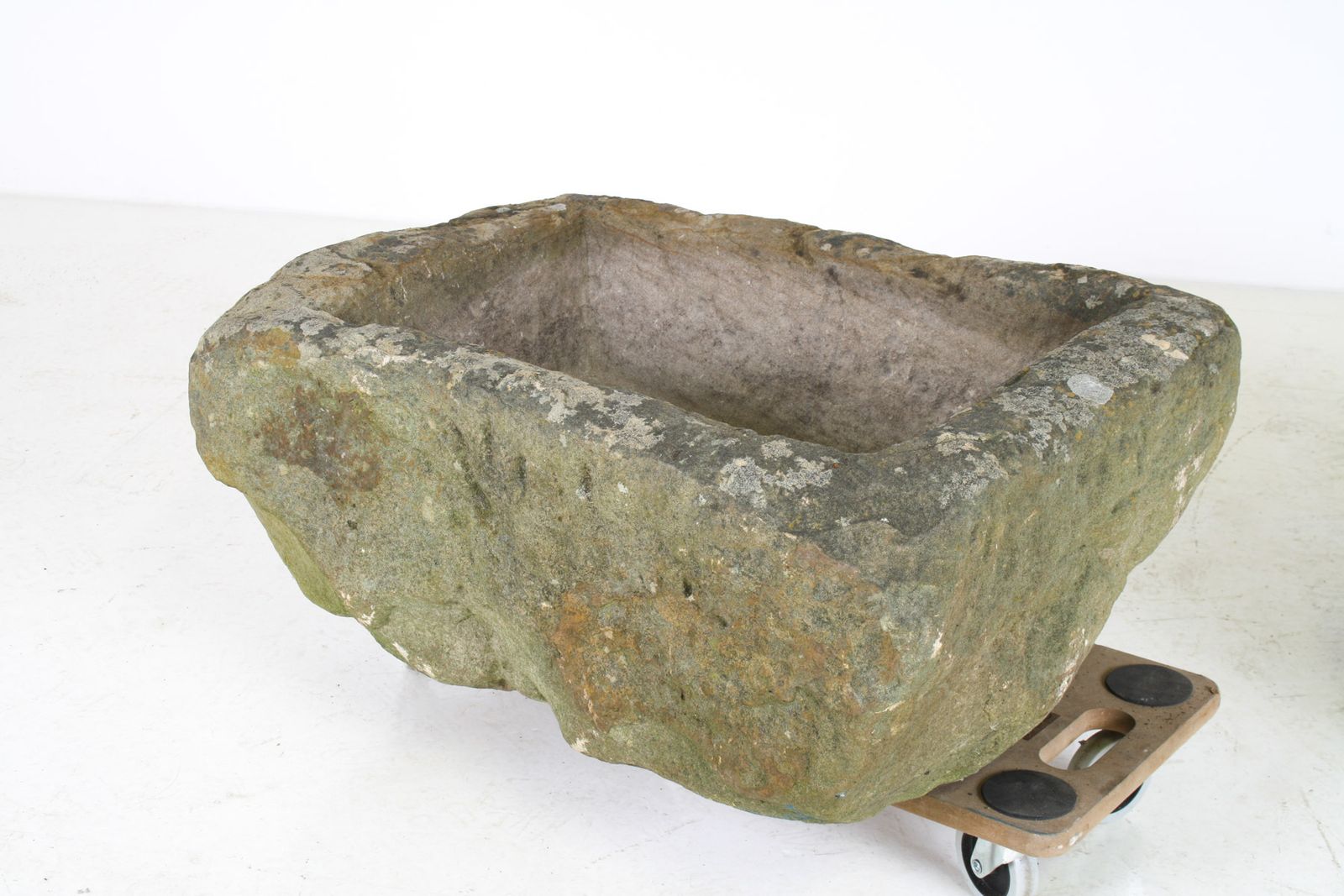 A Primitive Pair Of Stone Trough Garden Planters With Weathered Patina photo 1285.0