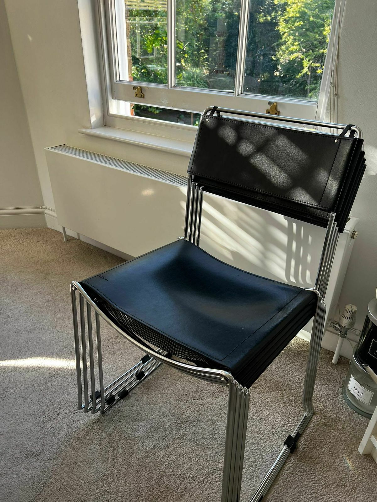 A Set Of 4 Italian Giandomenico Belotti Chairs In Black Leather   1980s photo for sale