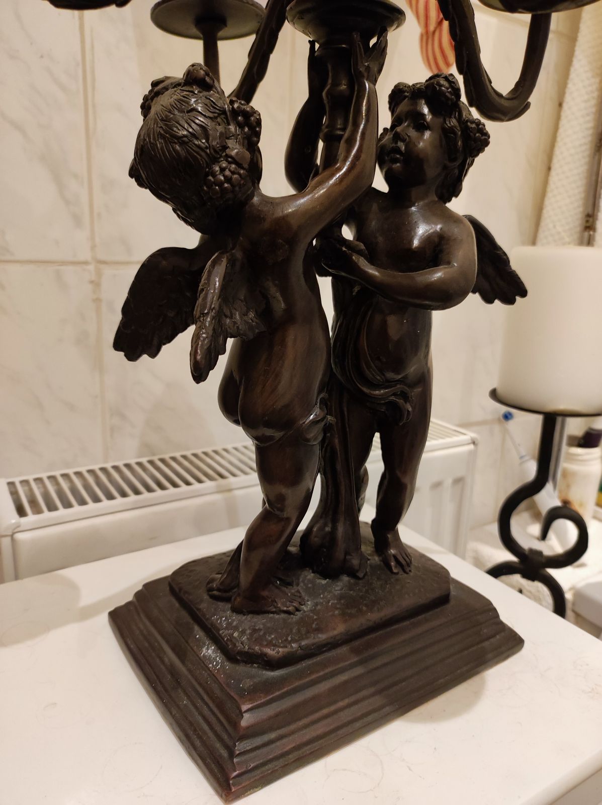 Bronze Girandole Candelabra 4 Branch Victorian Revival Candlestick photo for sale