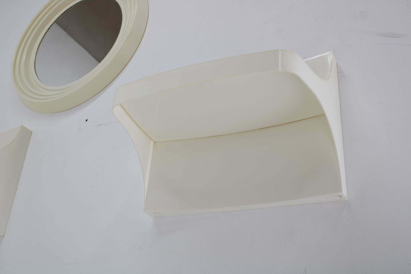 1970s Set Of Round Mirror And Two Shelves, Czechoslovakia photo buy