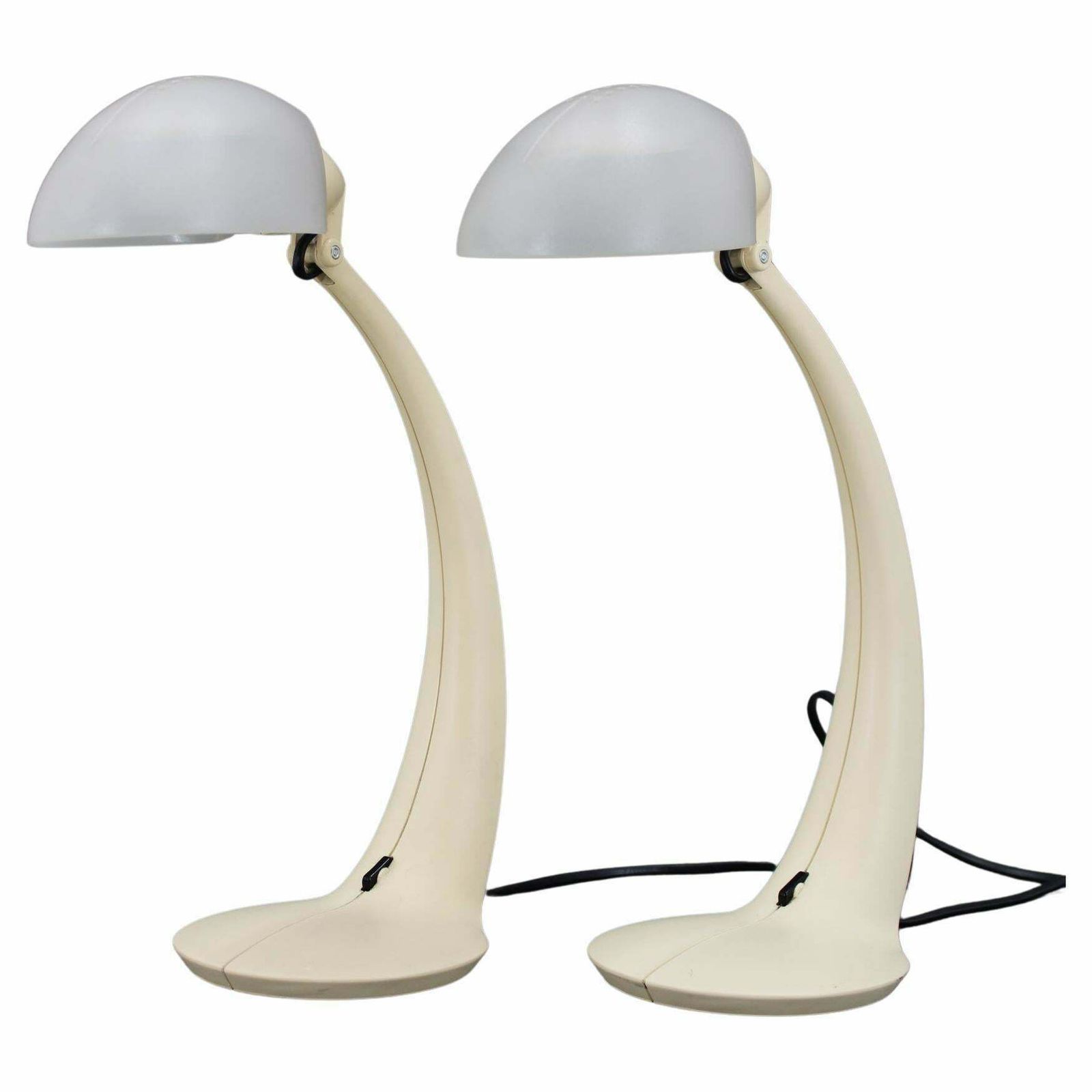 1970s Pair Of Veneta Lumi Table Lamps  Model Virgola, Italy