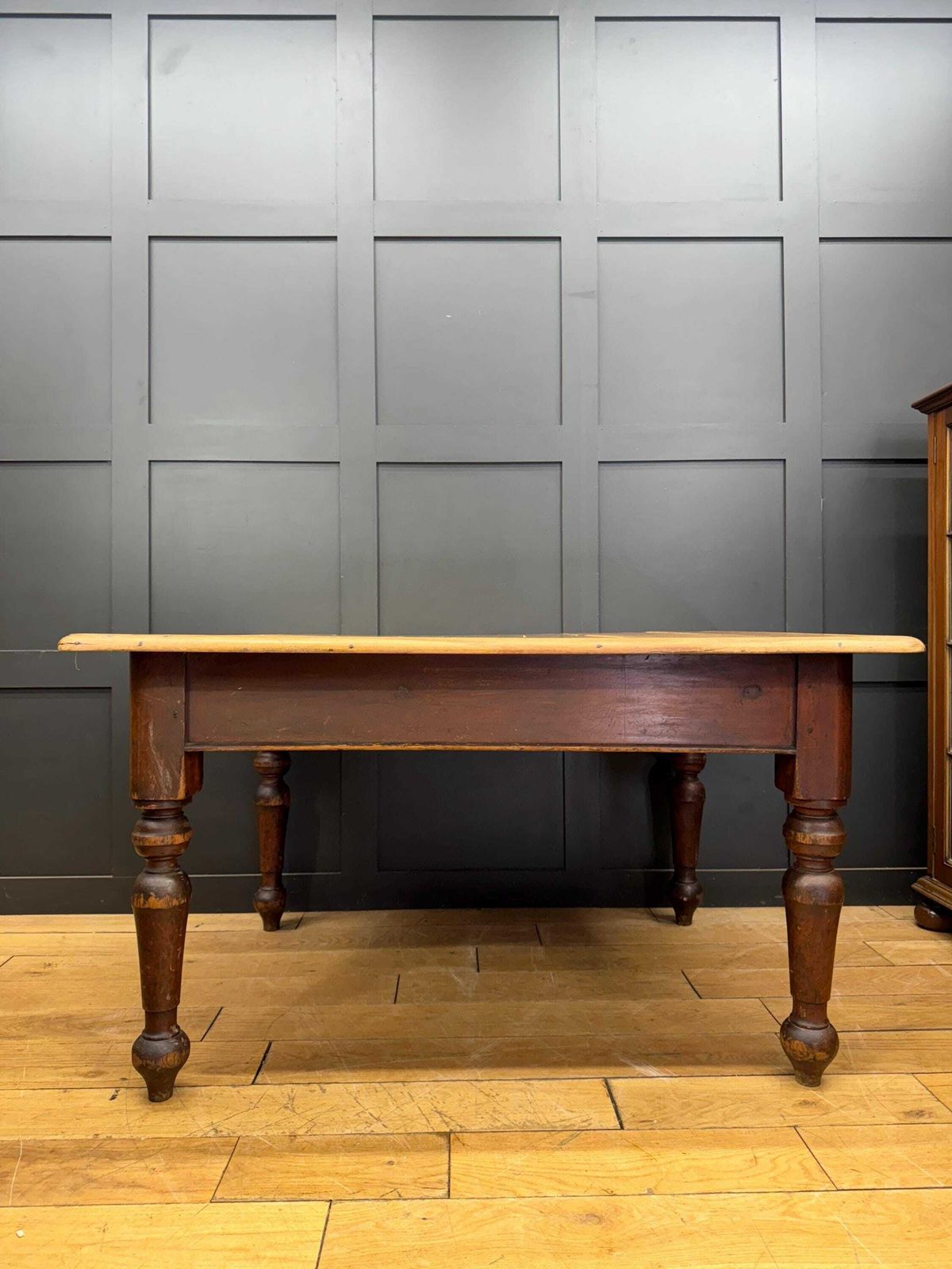 Antique Pine Dining Table / Victorian Kitchen Table / Rustic Farmhouse Pine Desk photo Furniture
