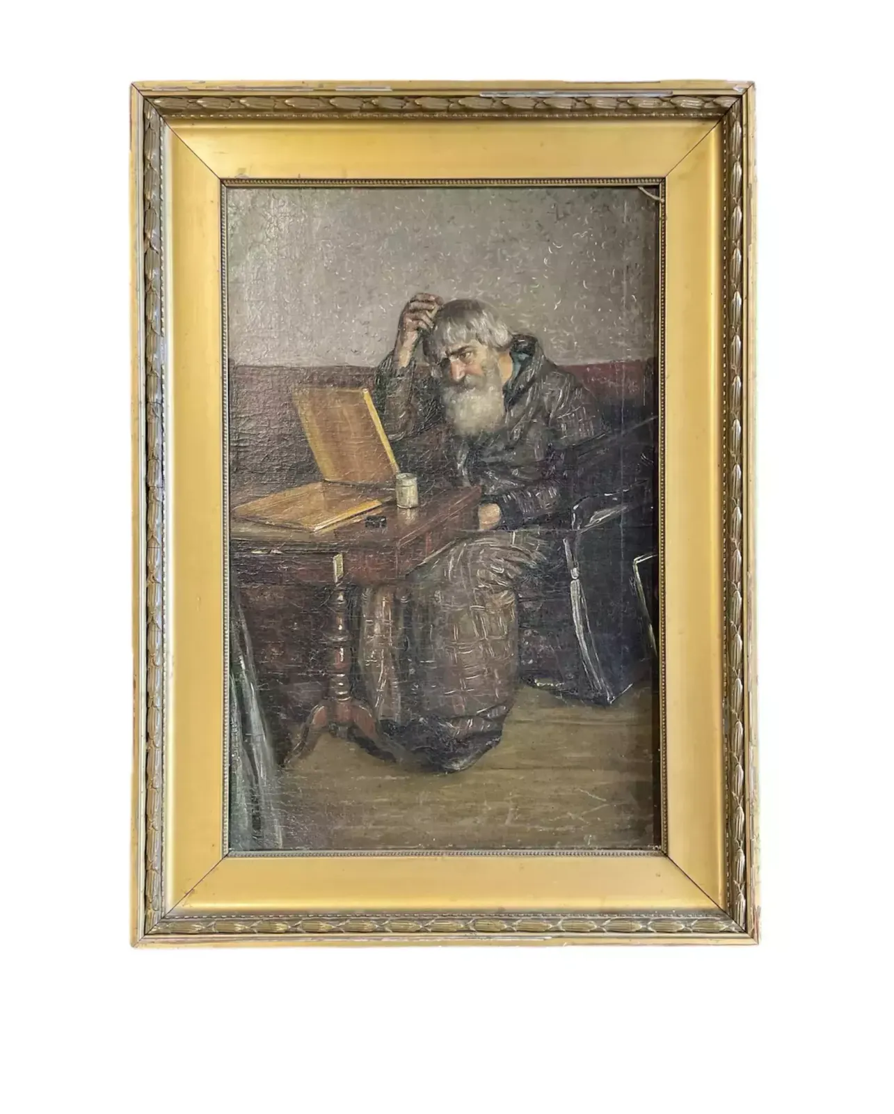 Russian School, 18th Century: Man Combing His Hair, Oil On Canvas