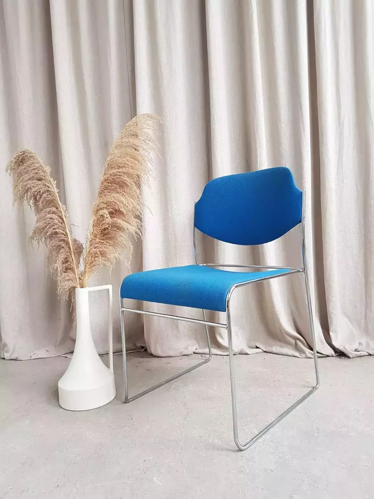 Vtg Late 70s Danish Mid Century Modernist Chrome Single Desk Dining Chair photo furniture