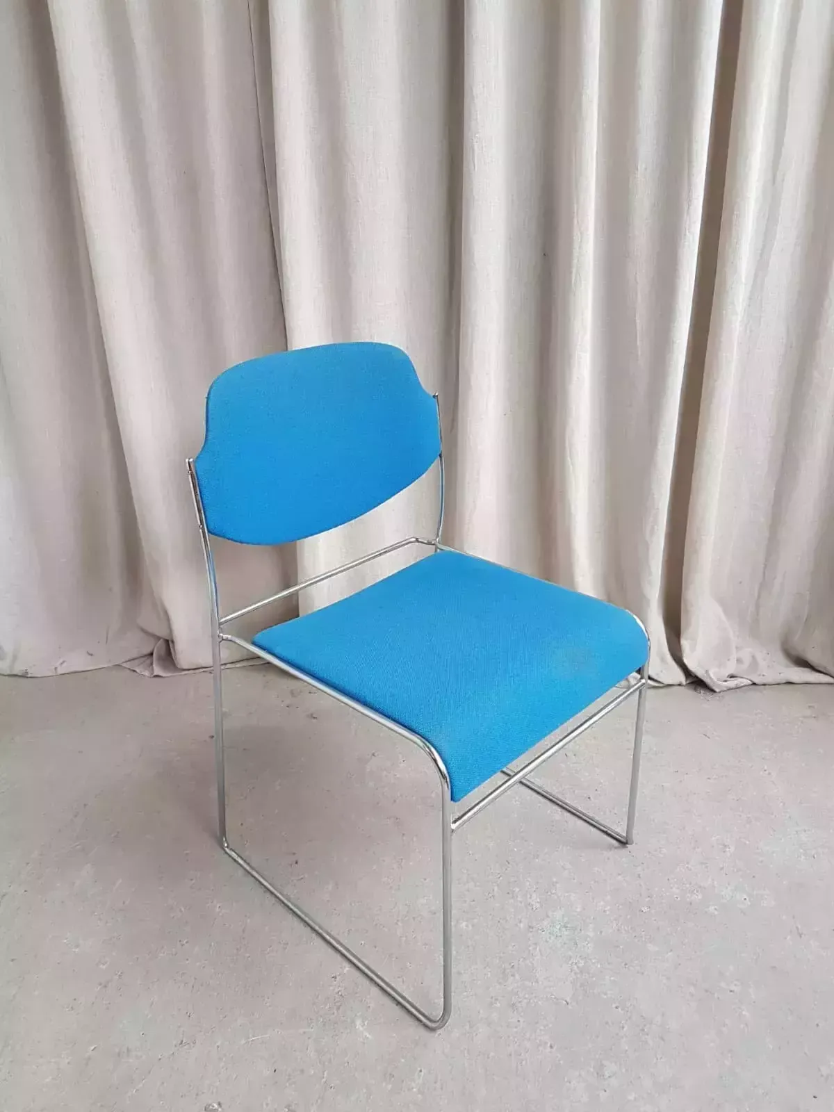 Vtg Late 70s Danish Mid Century Modernist Chrome Single Desk Dining Chair photo Furniture
