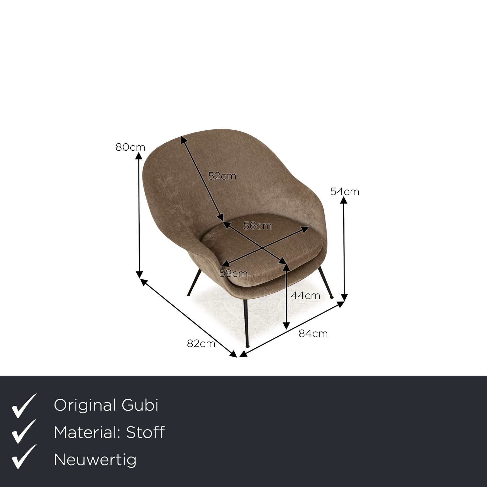 Gubi Bat Fabric Armchair Brown Brown Green Frame Black photo furniture
