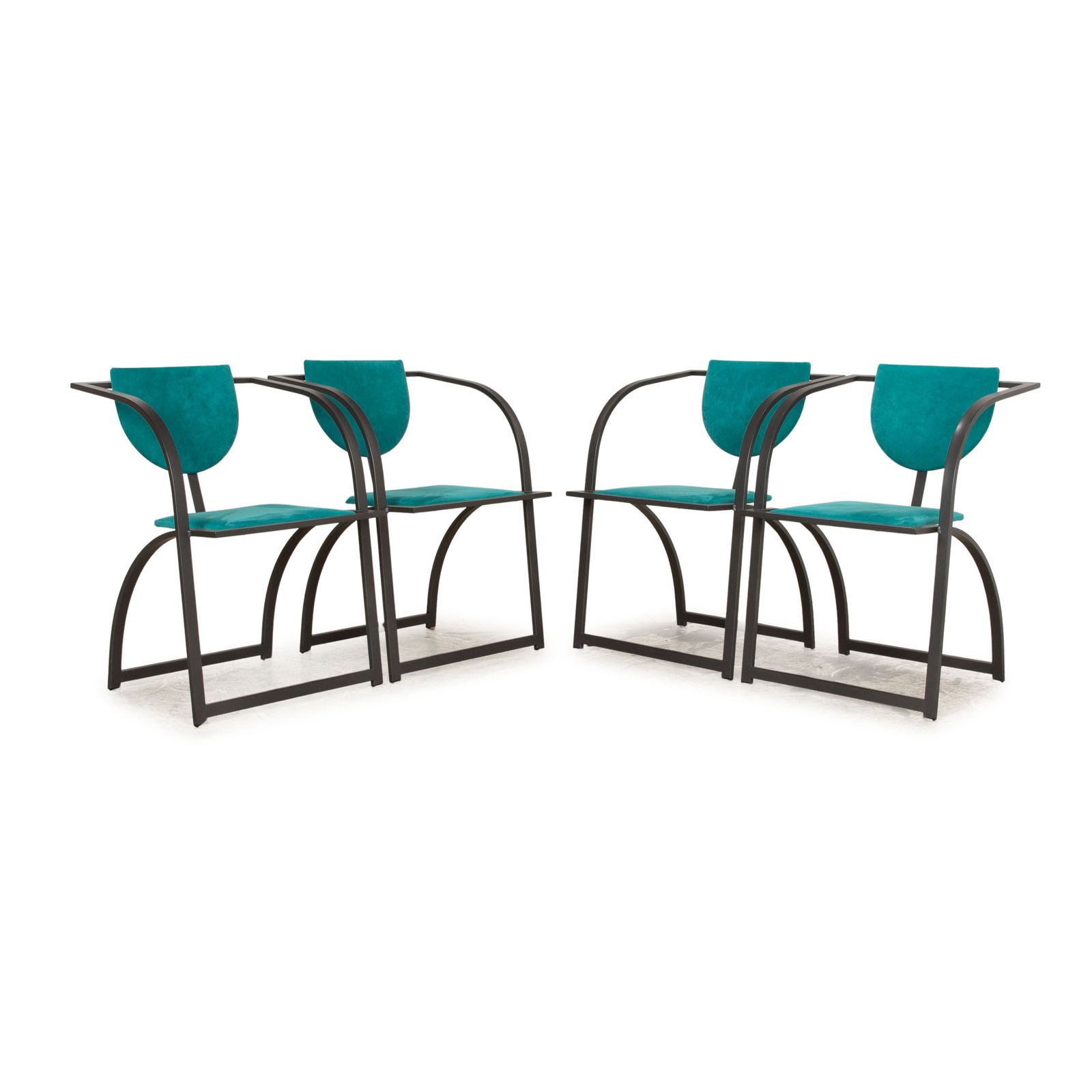 Set Van 4 Kff Cosinus Stoelen – Stof, Zwart/Blauw, Eetkamer