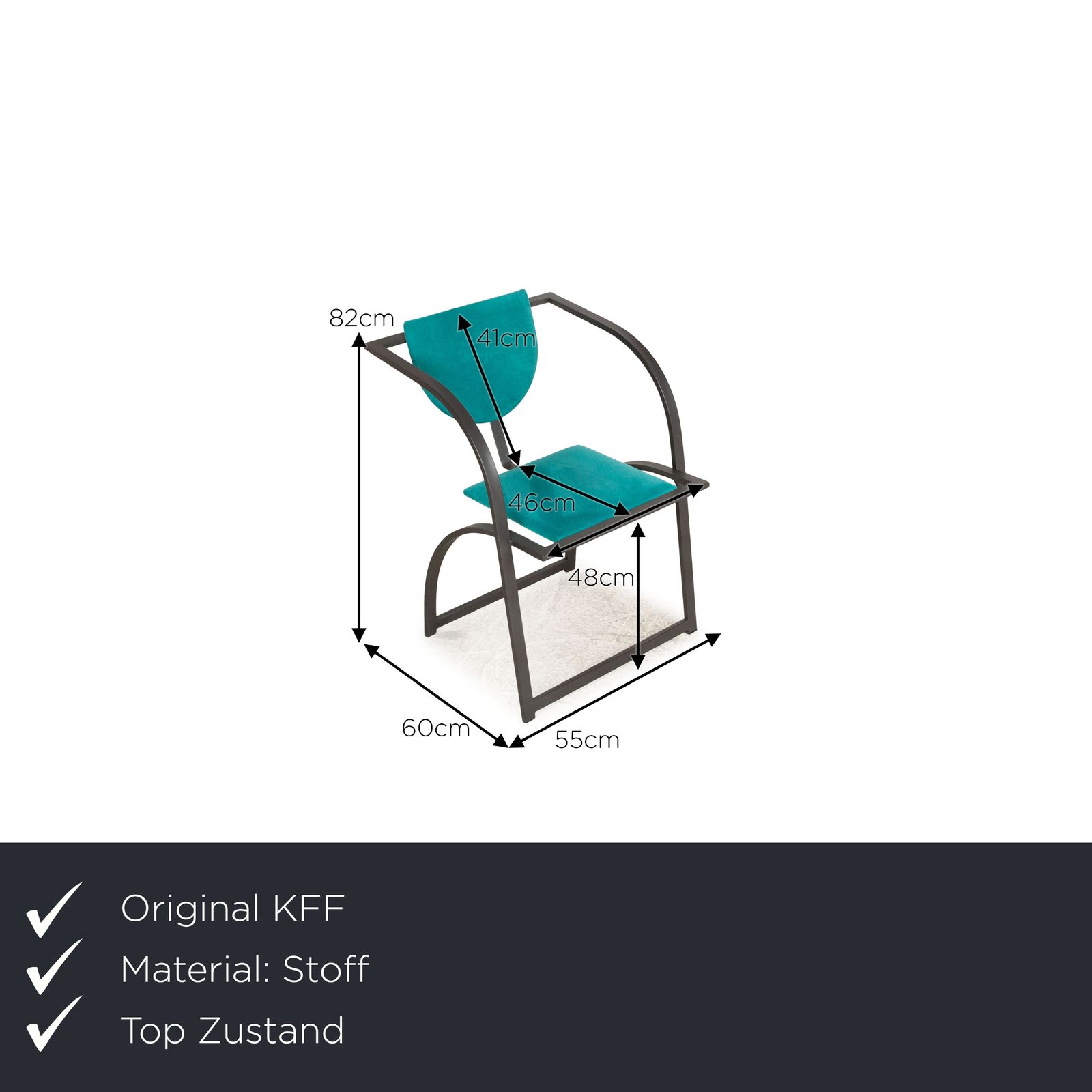Set Of 4 Kff Cosinus Fabric Chairs Black Blue Dining Room photo furniture