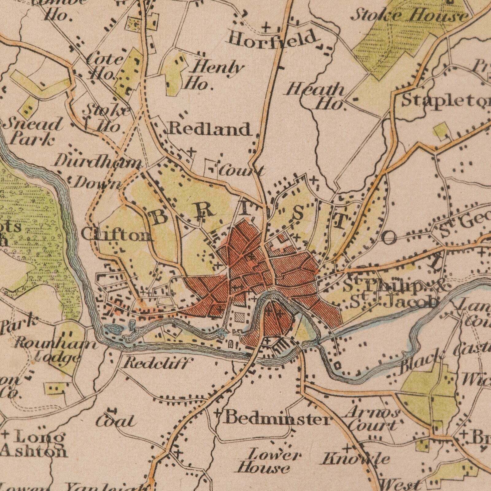 photo for sale Antique Environs Of Bath & Bristol Map, English, Framed Cartography, Victorian
