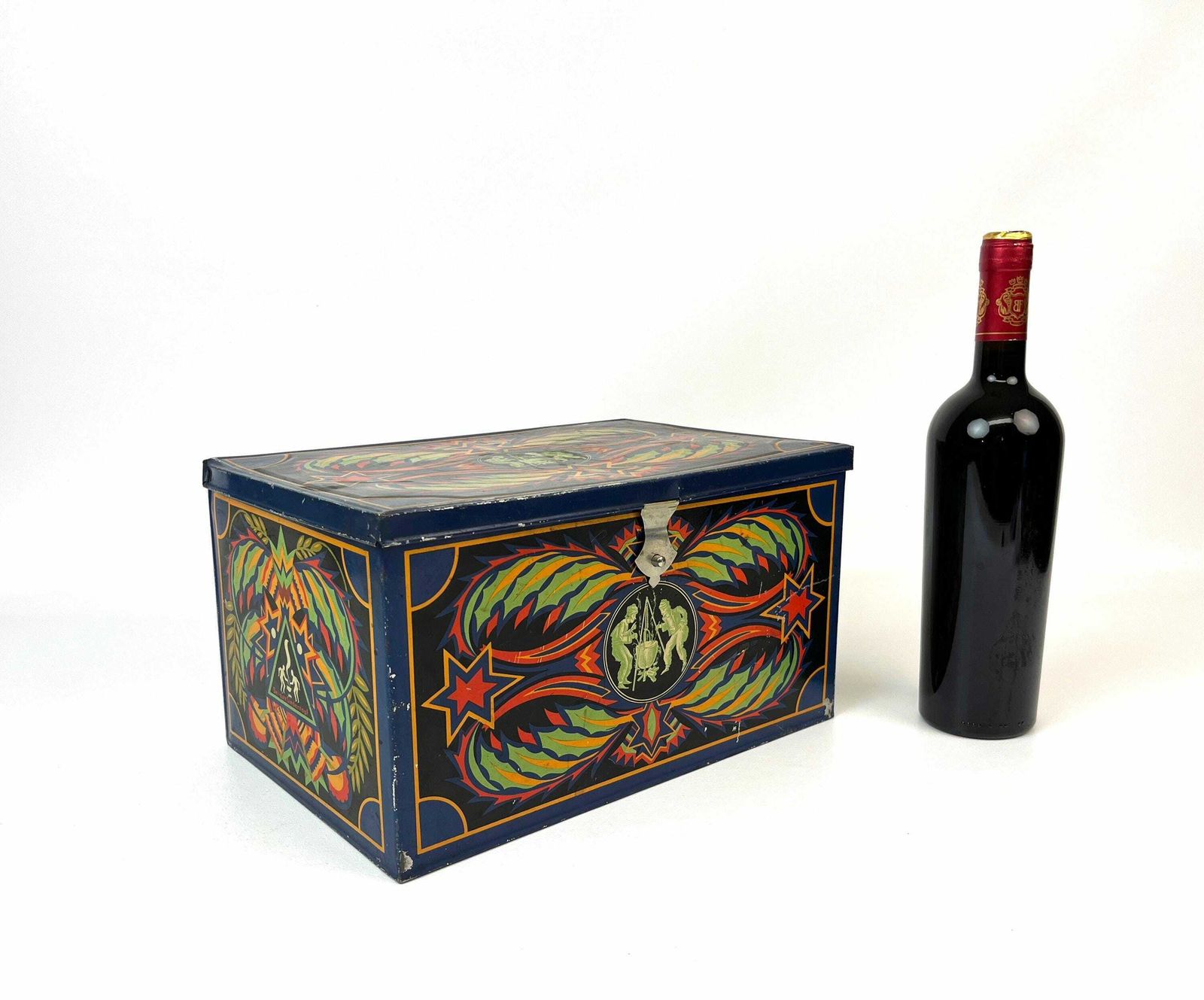 Rare Large Art Deco Bauhaus Avantgarde Colorful Decorative Tin Box Germany 30s photo buy