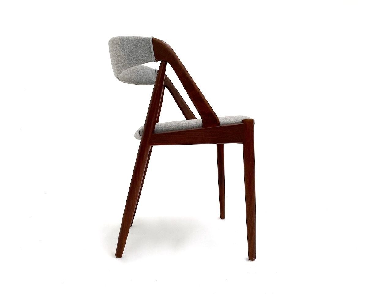 Danish Kai Kristiansen Model 31 Set Of 4 Teak And Grey Wool Dining Chairs Mid Century 1960s photo buy