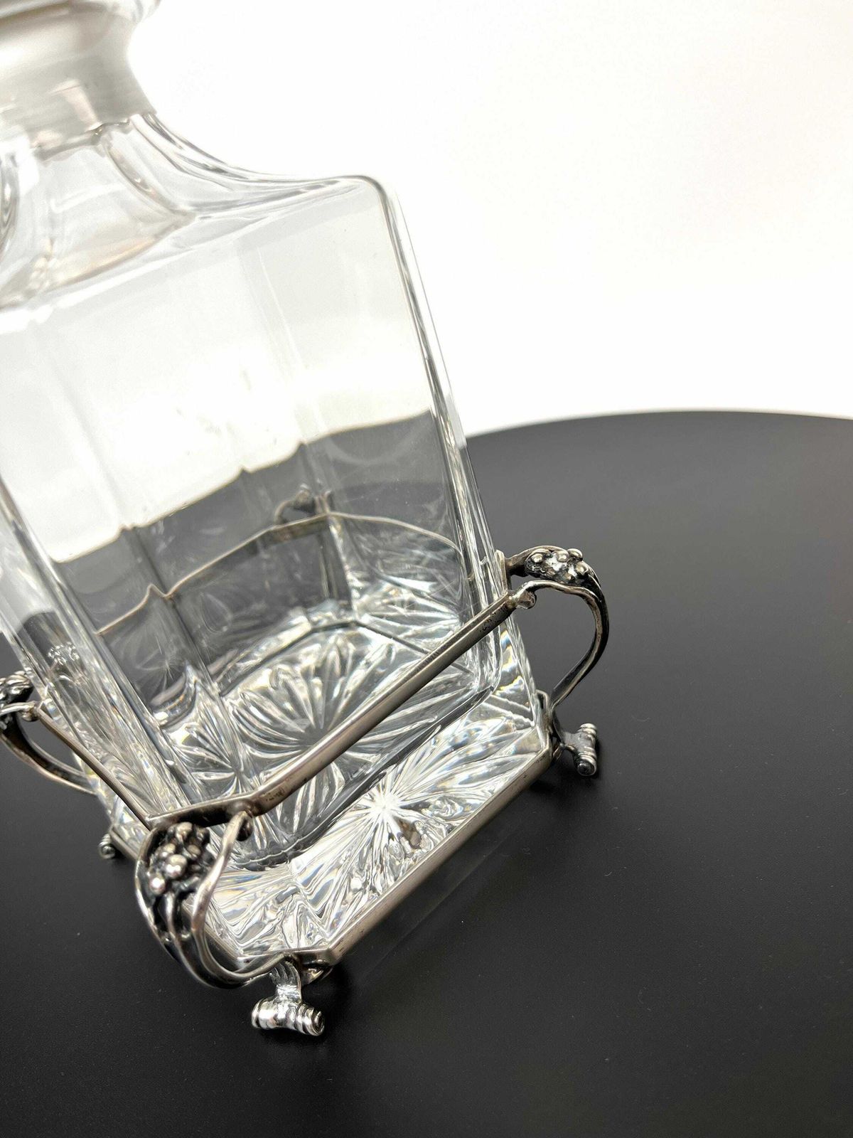 Beautiful Art Nouveau Glass Decanter In 800 Silver Mount Antique Germany 1900 photo buy