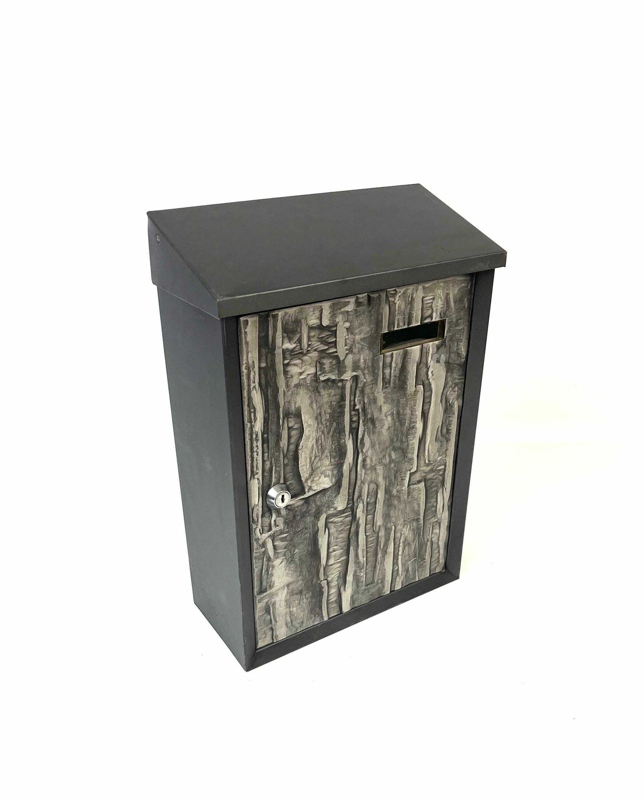 Stunning Mid Century Abstract Sculptural Gray Brutalist Metal Mailbox House Letter Box 1960 photo for sale