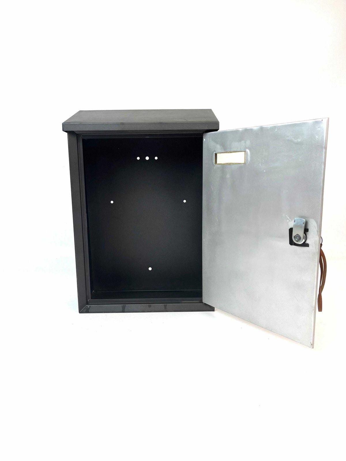 Stunning Mid Century Abstract Sculptural Gray Brutalist Metal Mailbox House Letter Box 1960 photo vintage