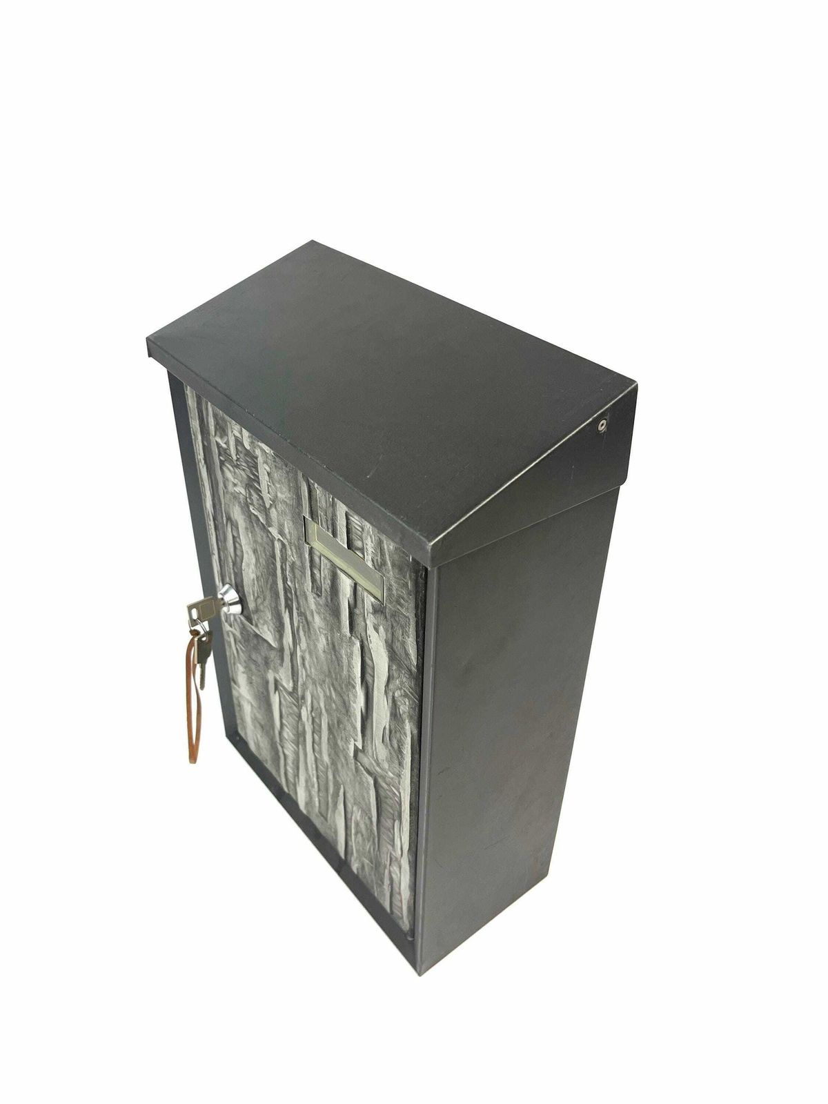 photo furniture Stunning Mid Century Abstract Sculptural Gray Brutalist Metal Mailbox House Letter Box 1960