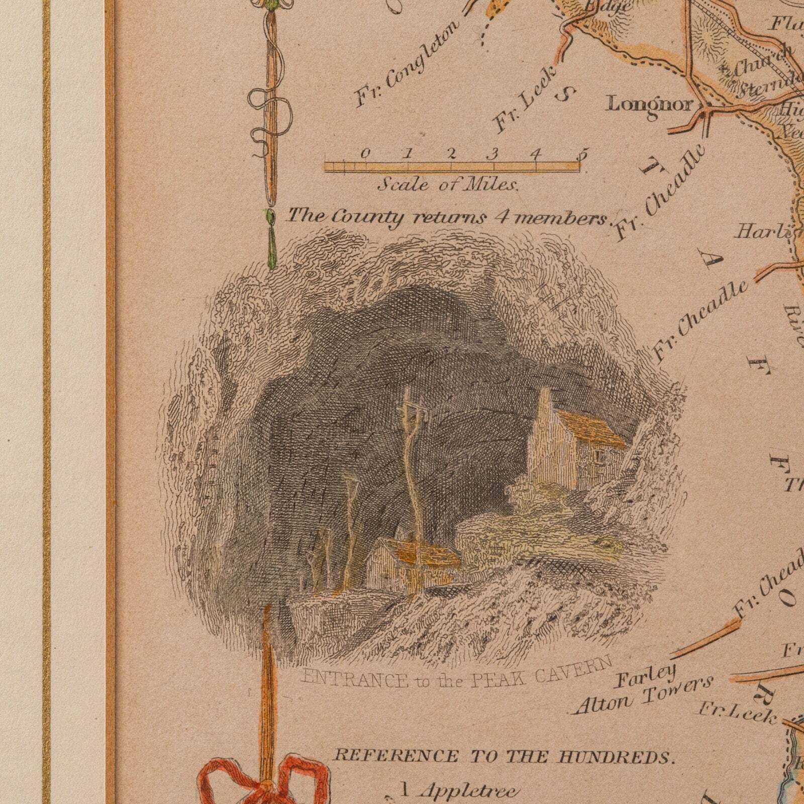 Antique Lithography Map, Derbyshire, English, Framed Cartography, Victorian photo buy