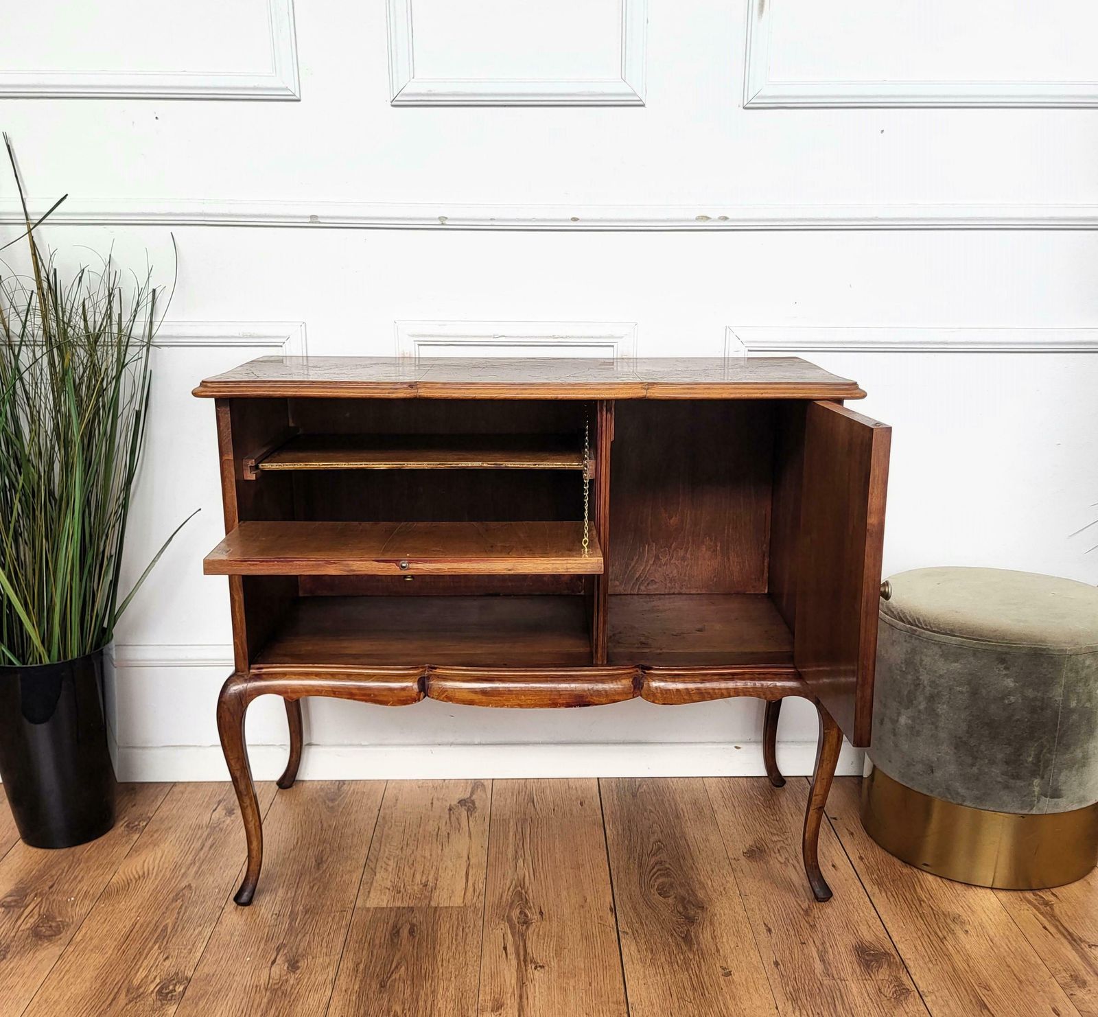 1960s Italian Mid Century Modern Wood And Brass Dry Bar Drinks Cabinet photo buy