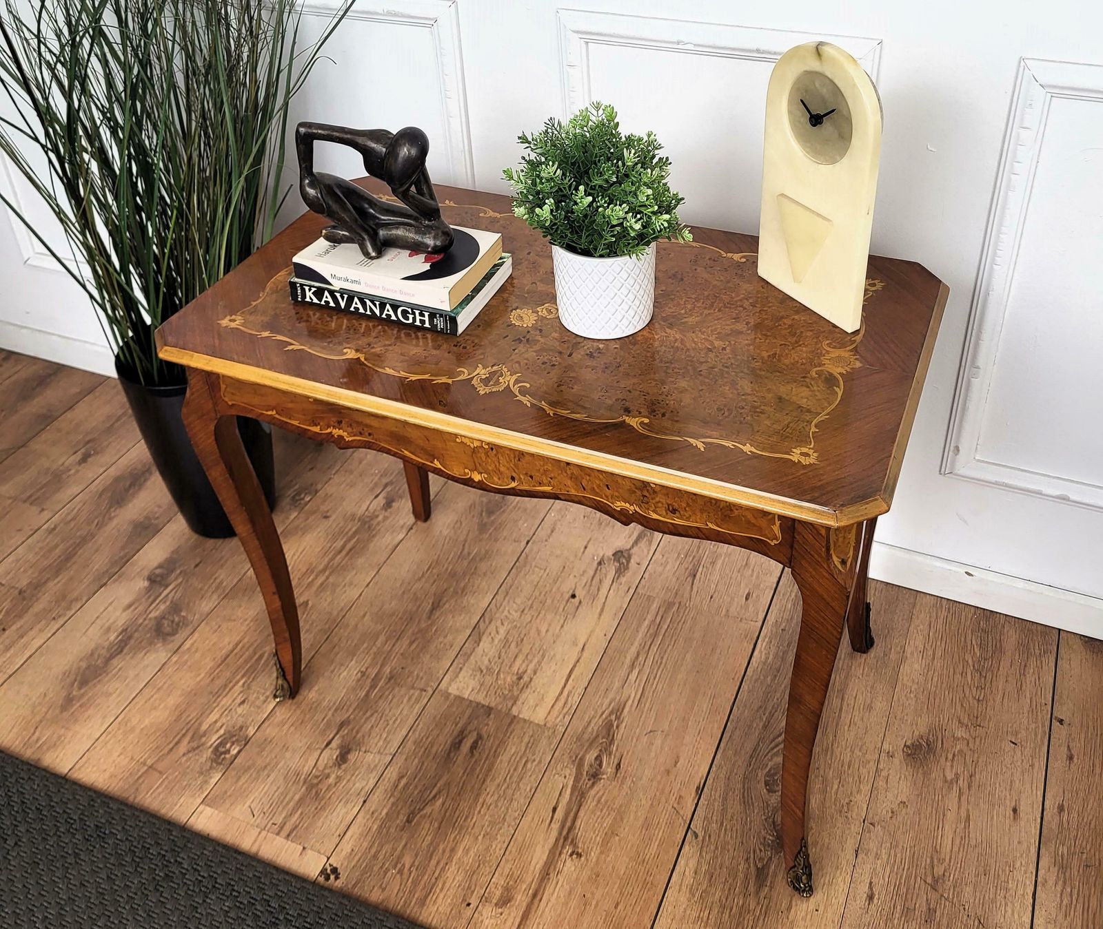 Italian Walnut Inlay Marquetry Saber Legs Sofa Or Side Table photo Furniture