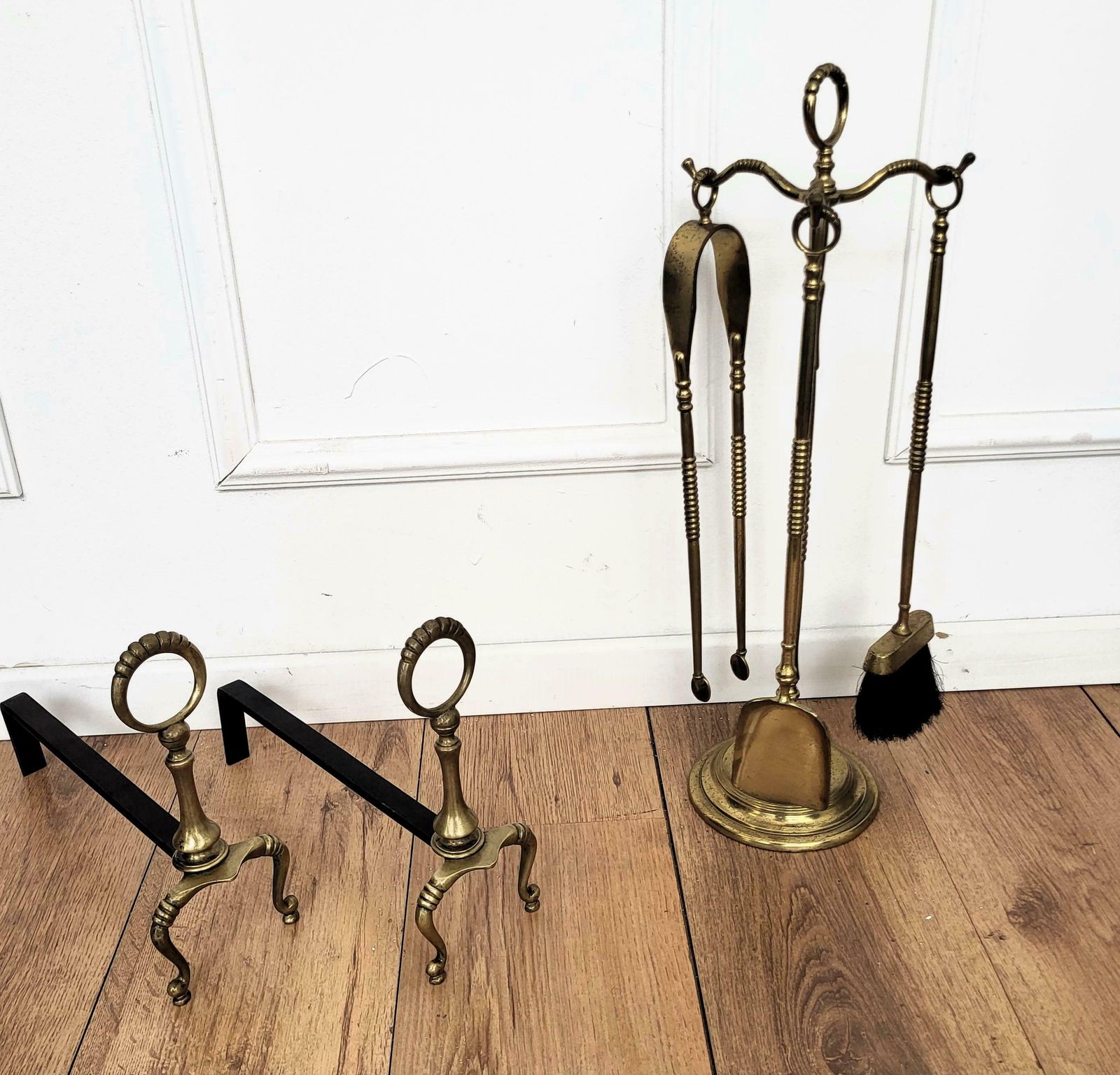Italian Brass And Wrought Iron Pair Of Andirons photo buy
