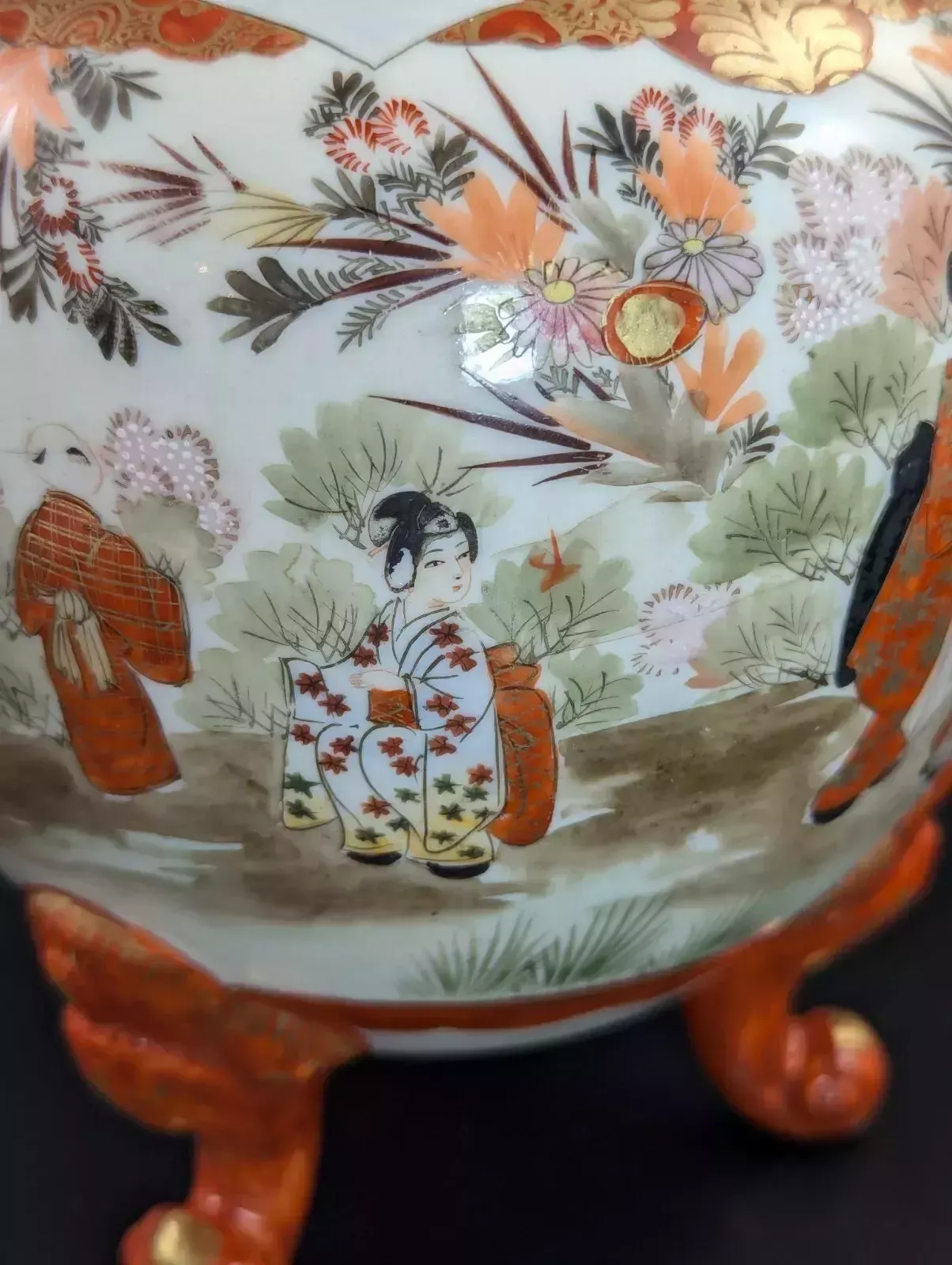 Home Decor Antique Two Handled Footed Jar By Watano, Kutani, Meiji Period (1868  1912). photo