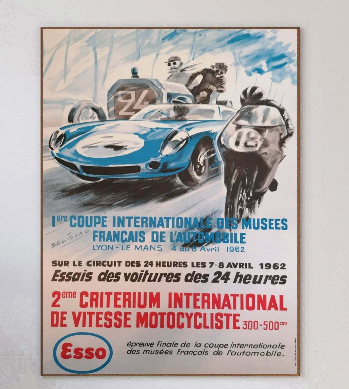 Original Vintage Poster 1962 Le Mans 24 Hours, 1960s, Vintage photo 1111.0